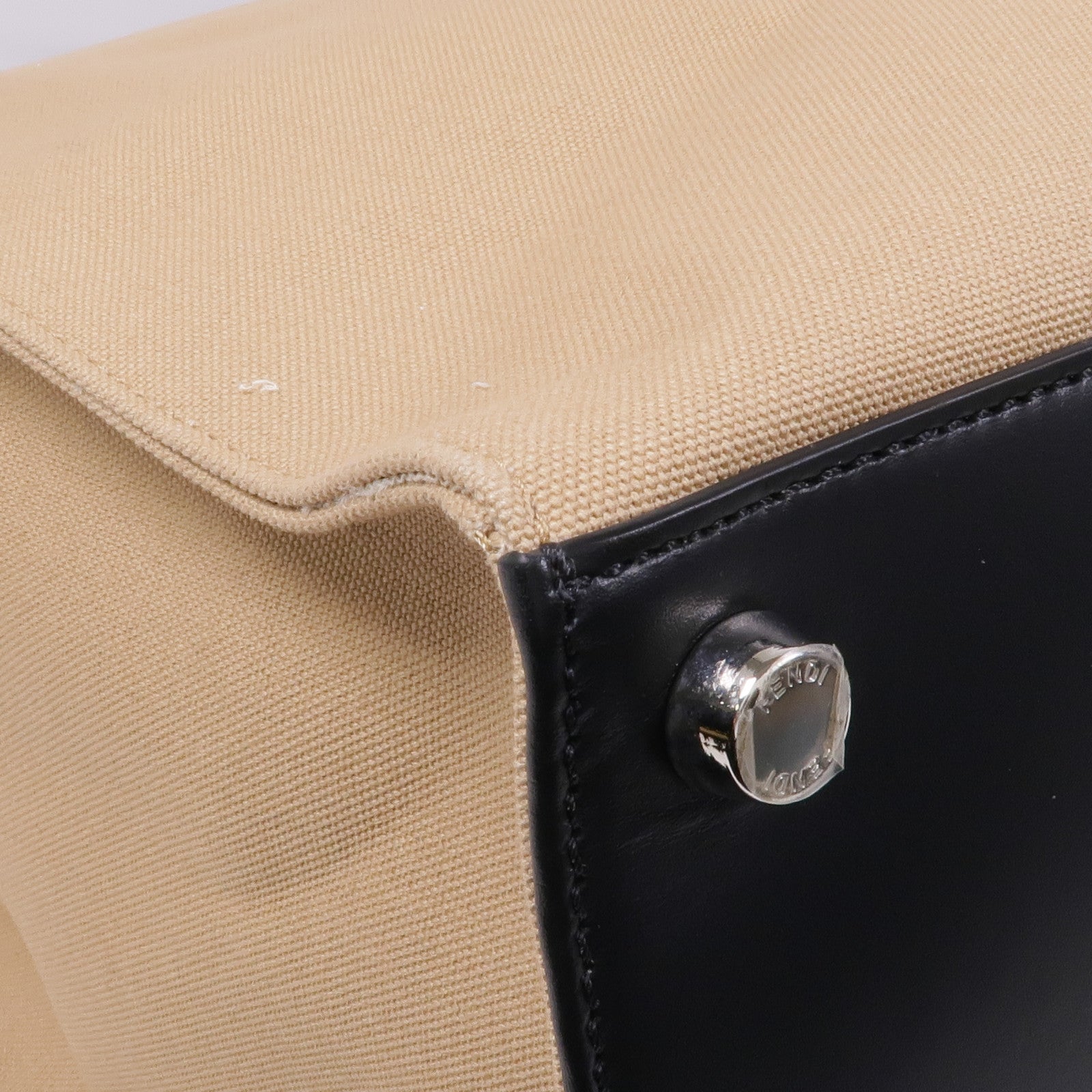 FENDI 牛皮皮革/帆布2way Shoulder Bag銀扣手挽肩背兩用袋