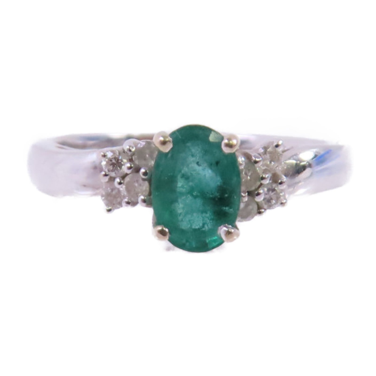 JEWELRY【激減優惠】 18K白金/0.49ct電氣石/鑽石Tourmaline/Diamond Ring戒指US#4.75