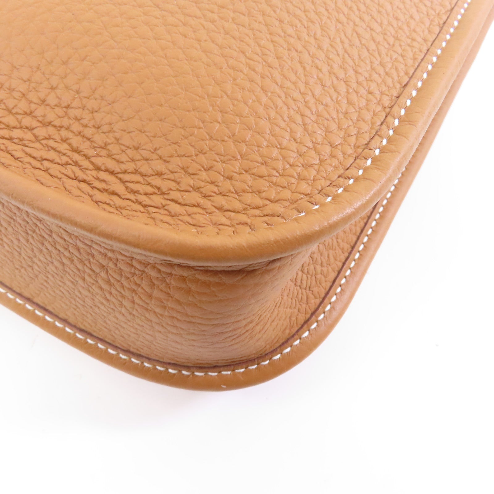 HERMES Clemence皮革Evelyne TPM金扣肩背袋Gold/棕色