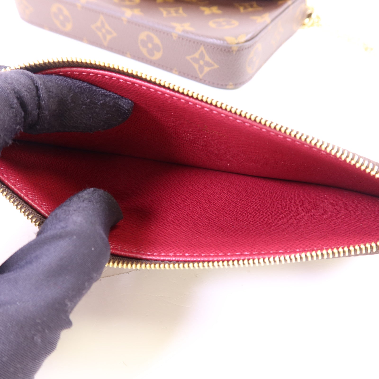 LOUIS VUITTON Monogram Felicie Pochette金扣鏈帶肩背袋