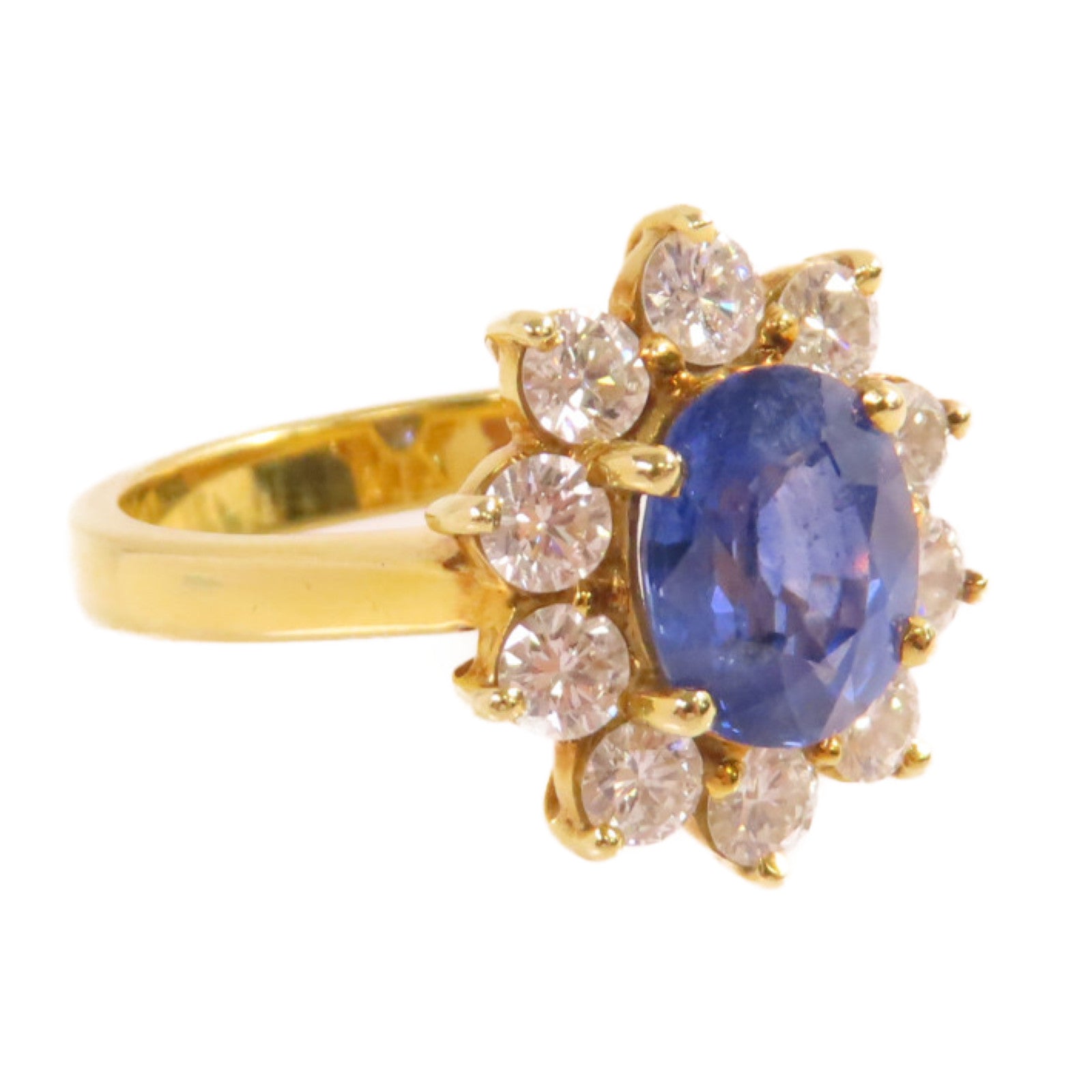 JEWELRY 18K黃金/藍寶石/鑽石Sapphire Diamond Ring戒指US#7.25