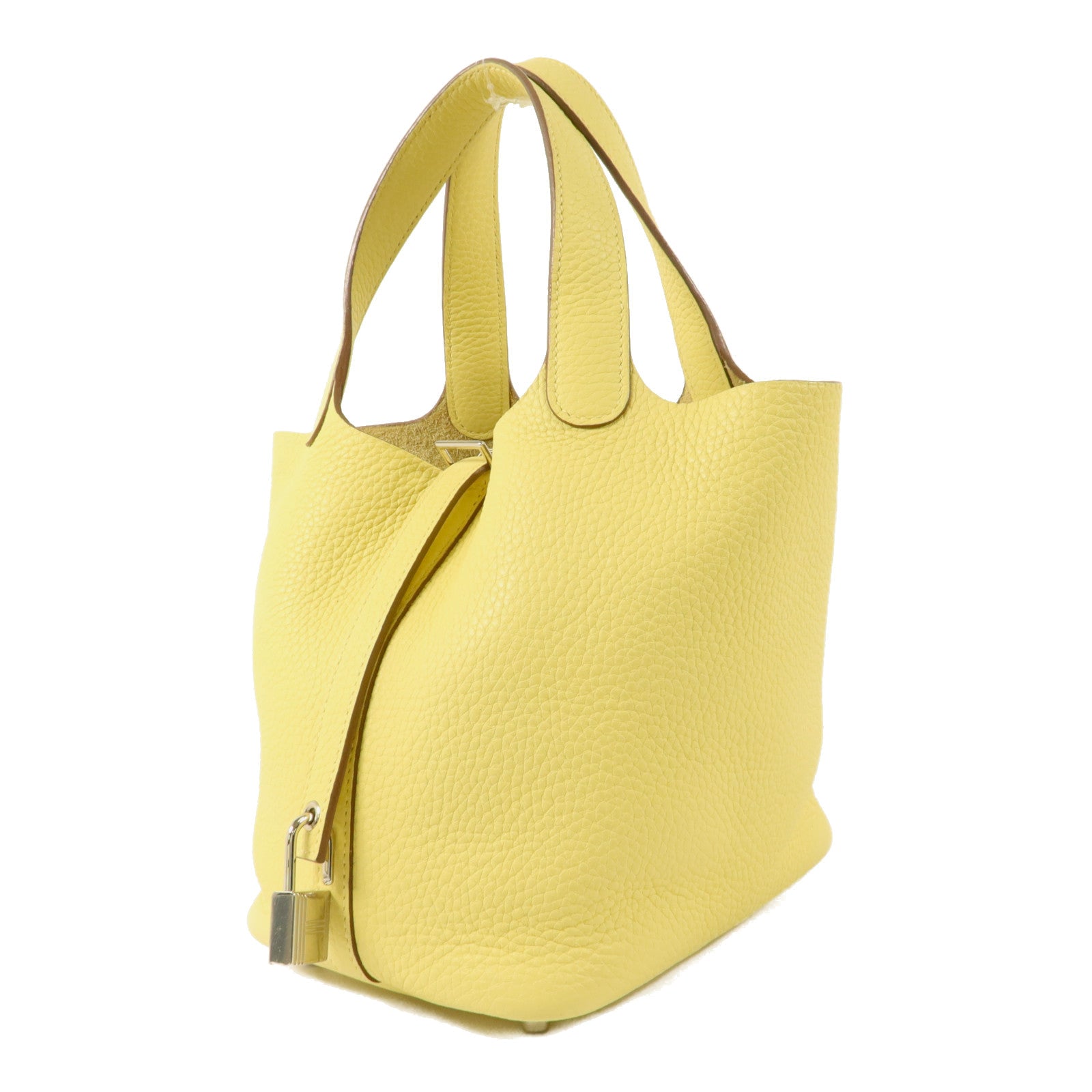 HERMES Clemence皮革Picotin PM手挽袋Jaune Poussin