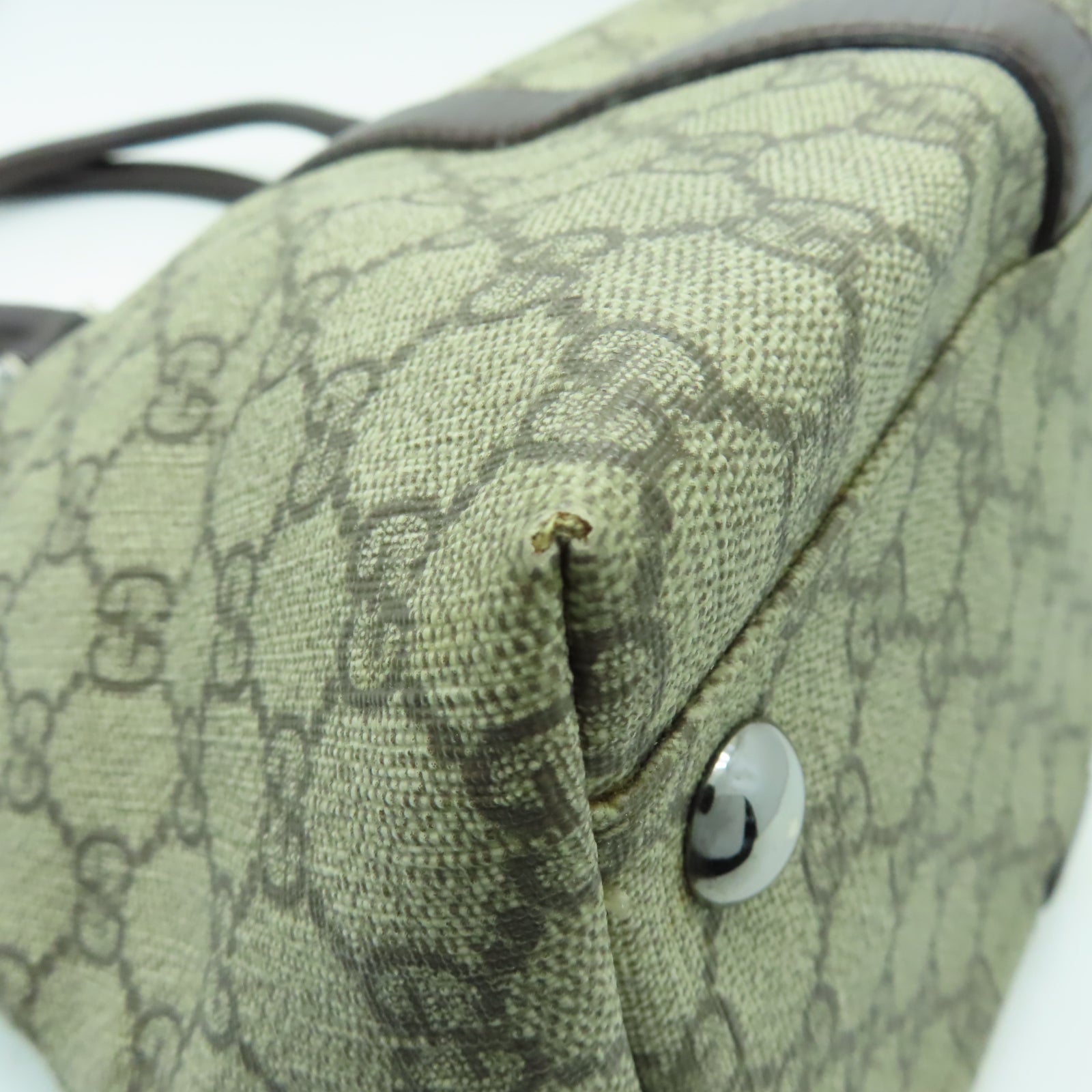GUCCI 【激減優惠】塗層帆布Tote Bag銀扣肩背袋啡色