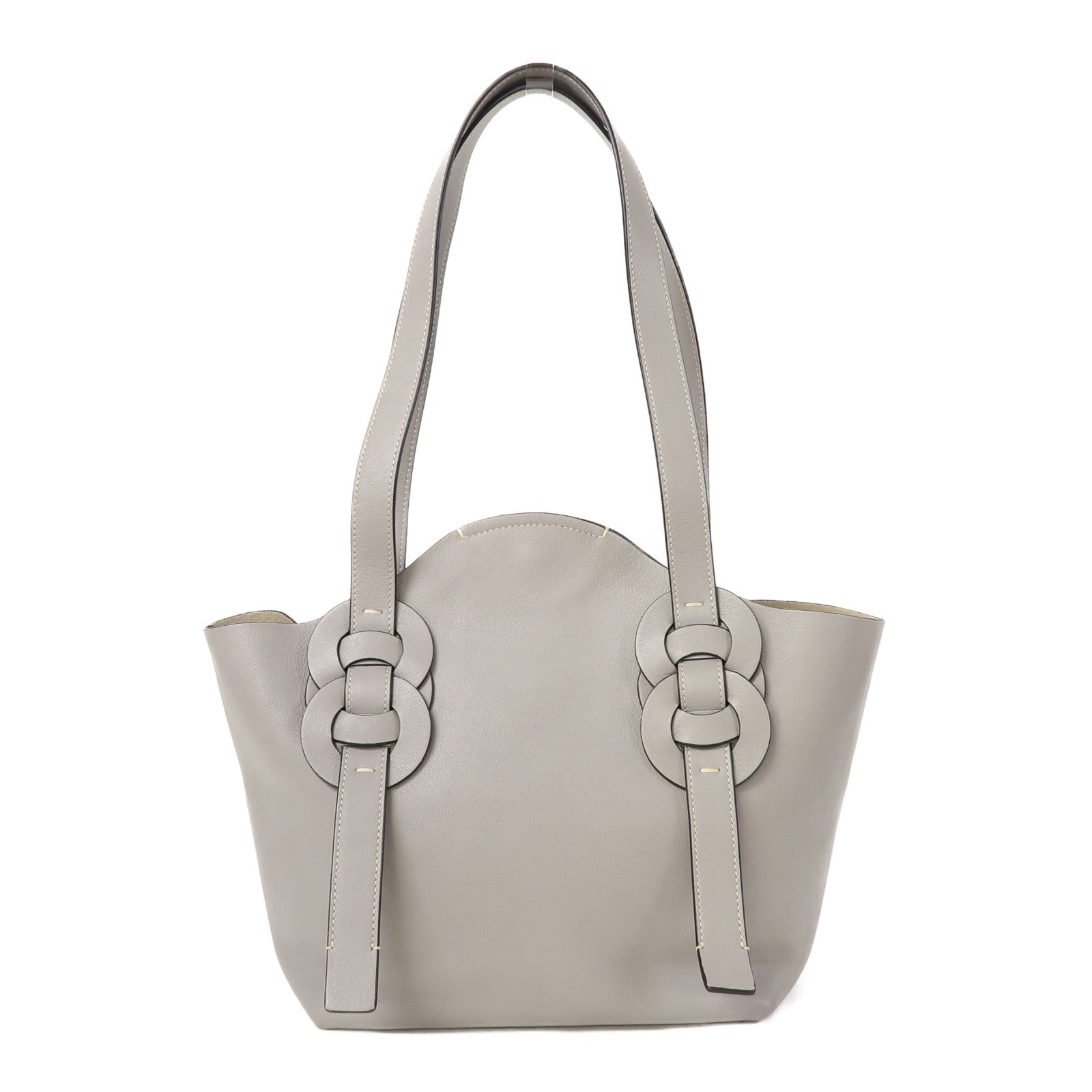 Chloe 牛皮皮革Shoulder Bag金扣肩背袋灰色