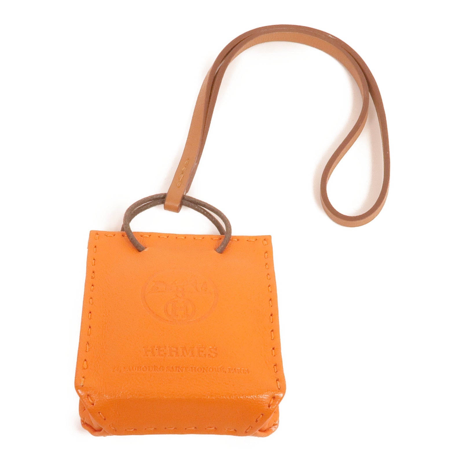 HERMES 【激減優惠】Milo/Swift皮革Sac Orange Charm掛飾