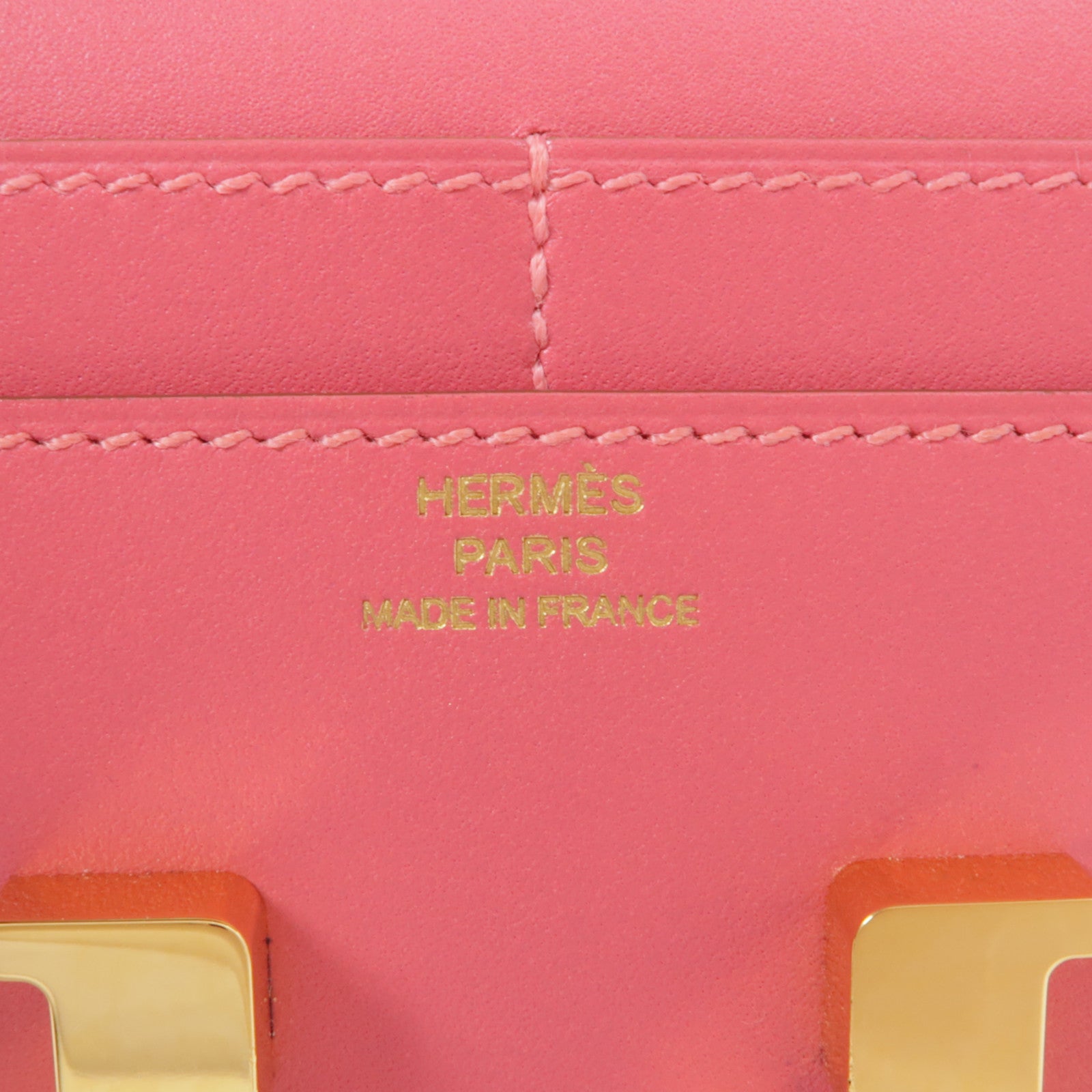 HERMES Swift皮革Constance Wallet金扣錢包U5 Rose Lipstick