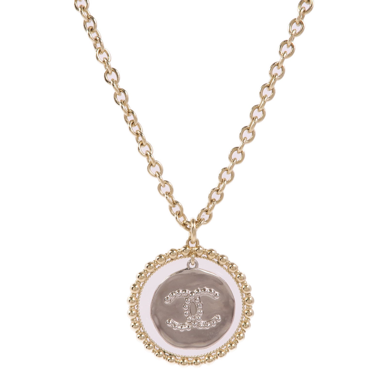 CHANEL CC Necklace Metal Gold/Silver