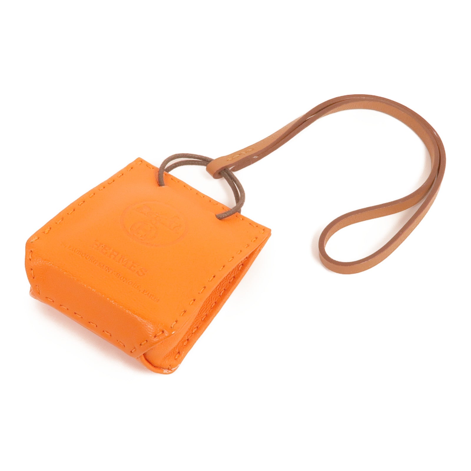HERMES Milo/Swift皮革Sac Orange Charm掛飾