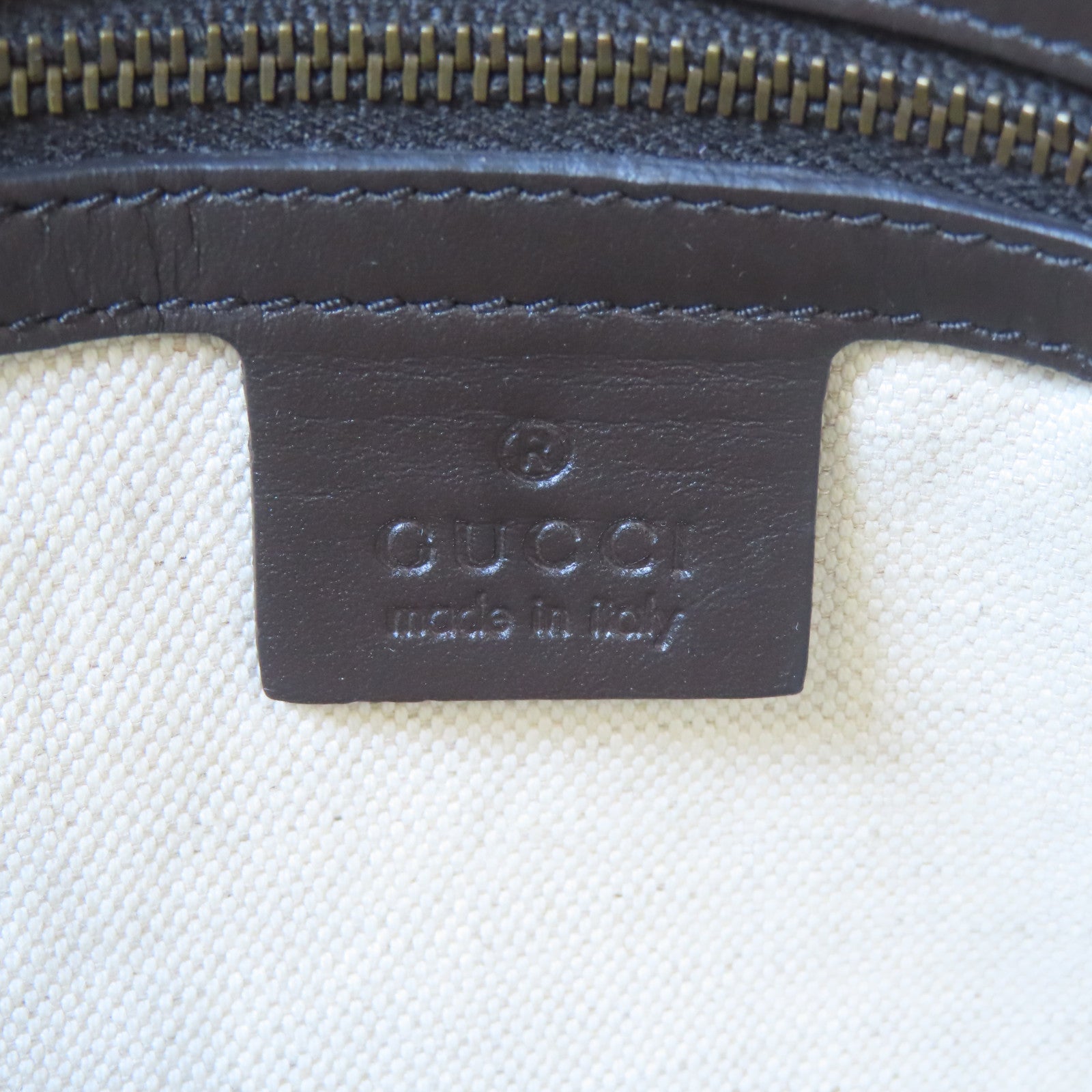GUCCI 帆布Scarlett金扣手挽肩背兩用袋啡色