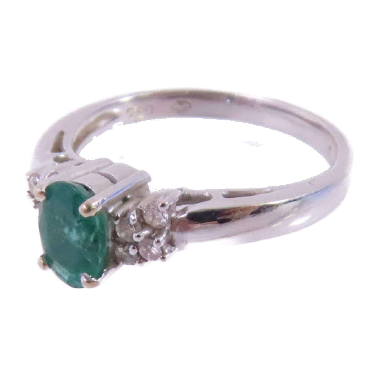 JEWELRY【激減優惠】 18K白金/0.49ct電氣石/鑽石Tourmaline/Diamond Ring戒指US#4.75