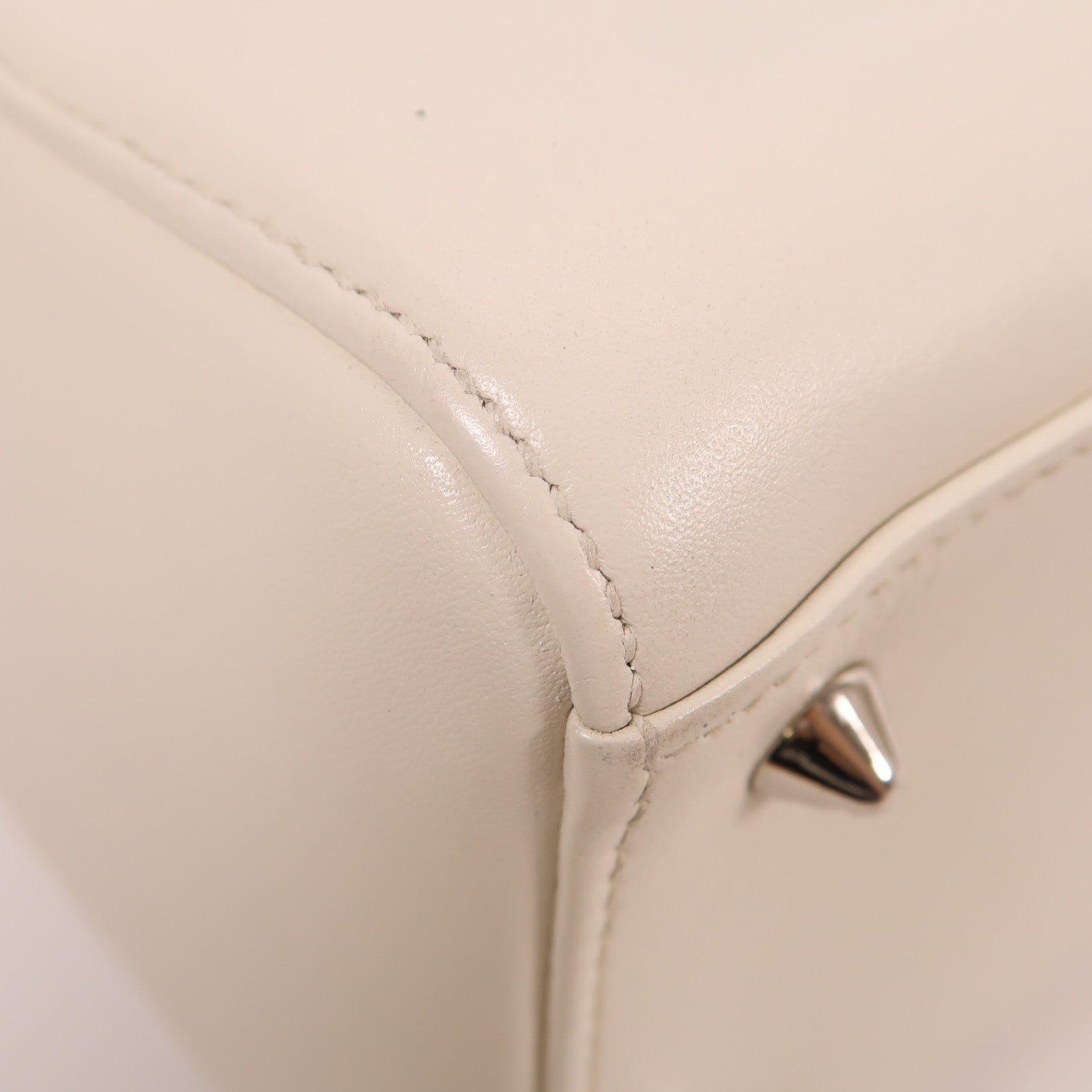 Dior 牛皮皮革Lady Dior Patch銀扣手挽肩背兩用袋白色
