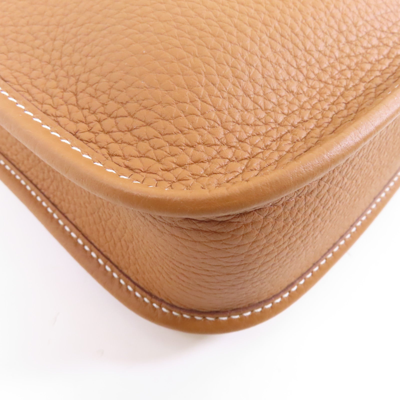 HERMES Clemence皮革Evelyne TPM金扣肩背袋Gold/棕色