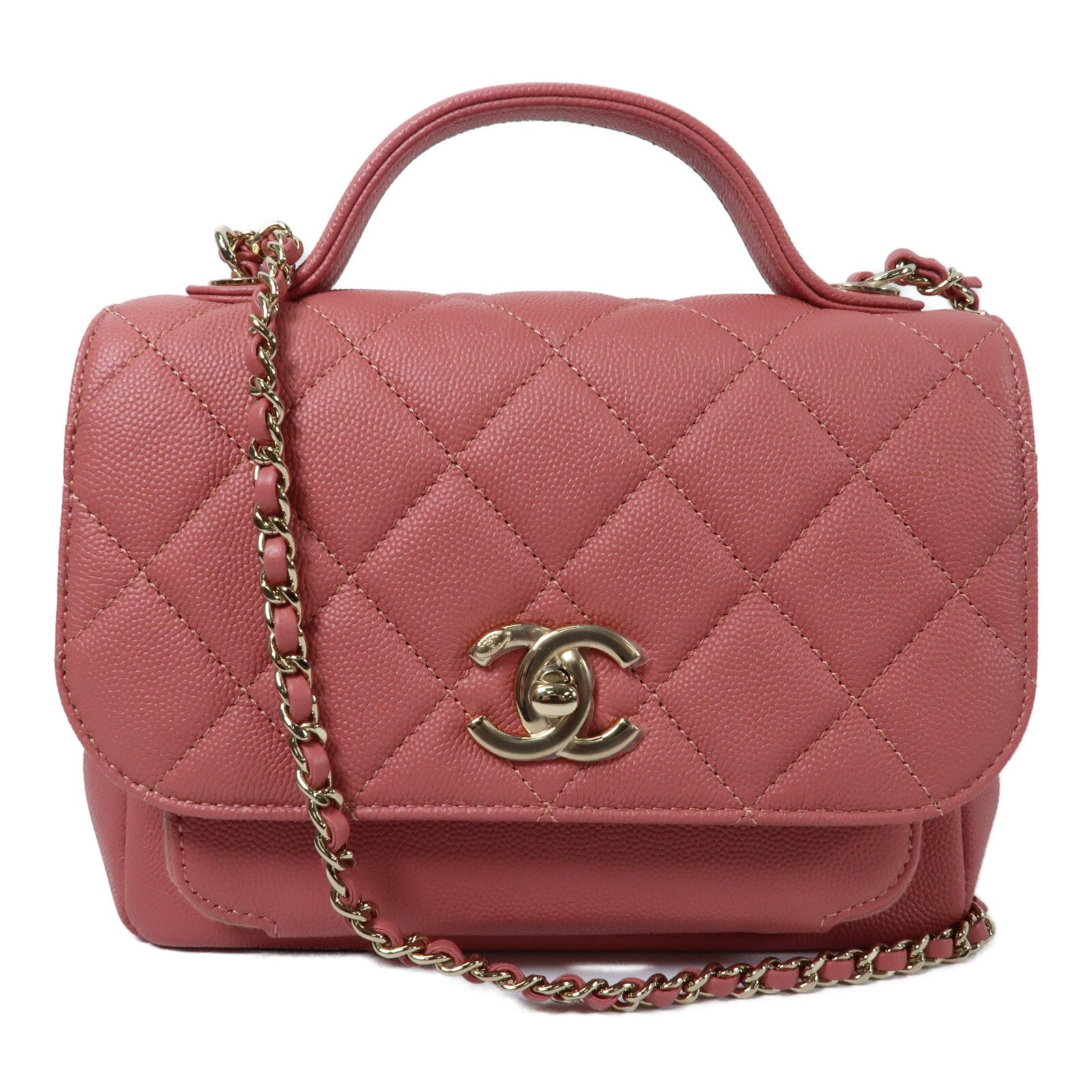 CHANEL 牛皮皮革Affinity Business Bag金扣鏈帶手挽肩背兩用袋