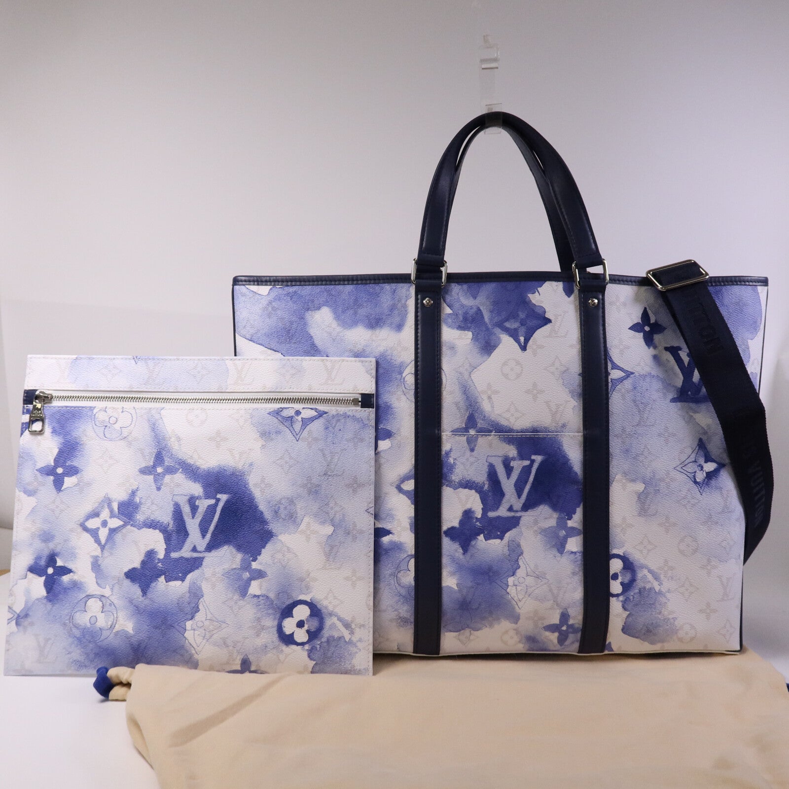 LOUIS VUITTON Monogram Watercolour Weekend Tote GM銀扣手挽肩背兩用袋