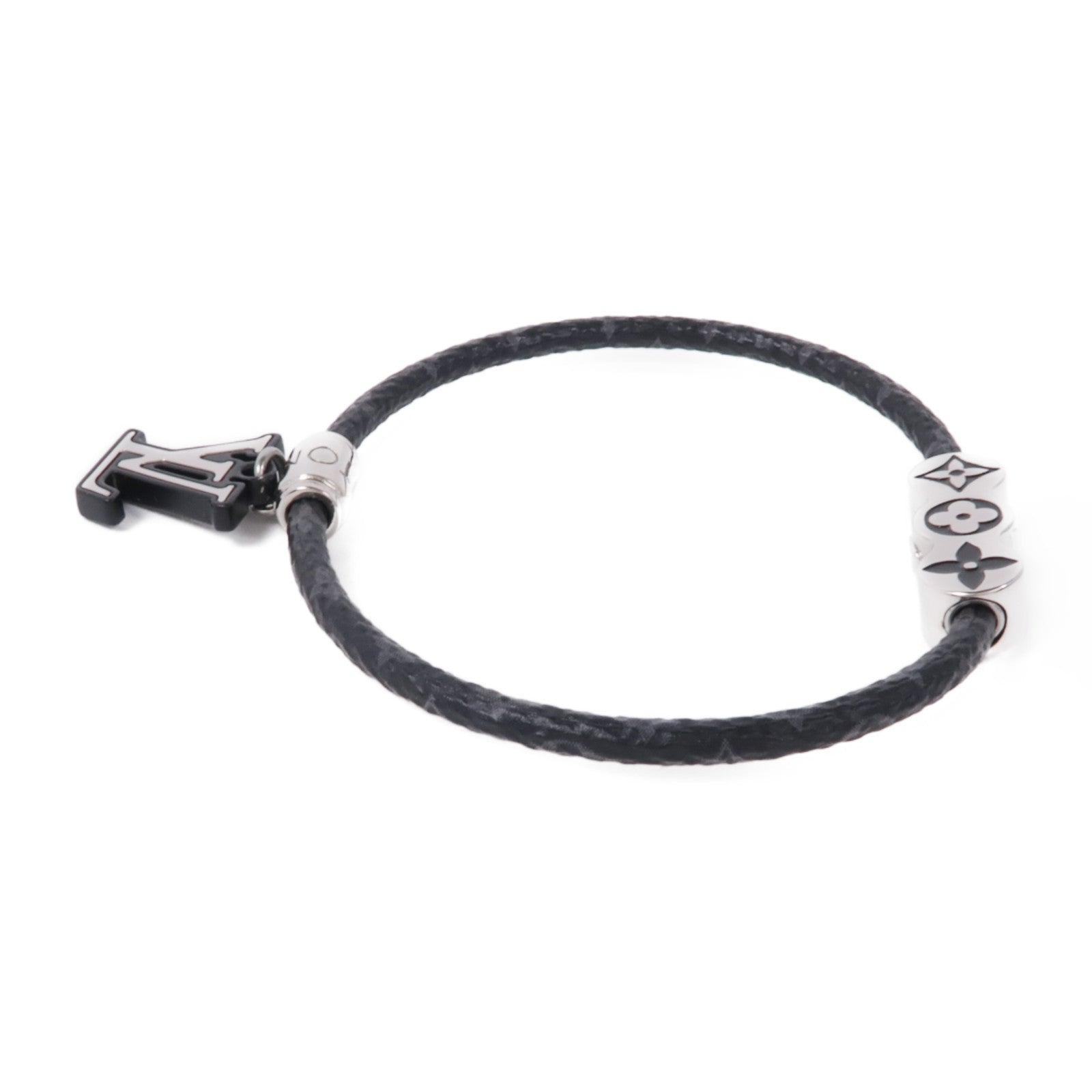 LOUIS VUITTON Monogram Eclipse Party Bracelet銀扣手鐲