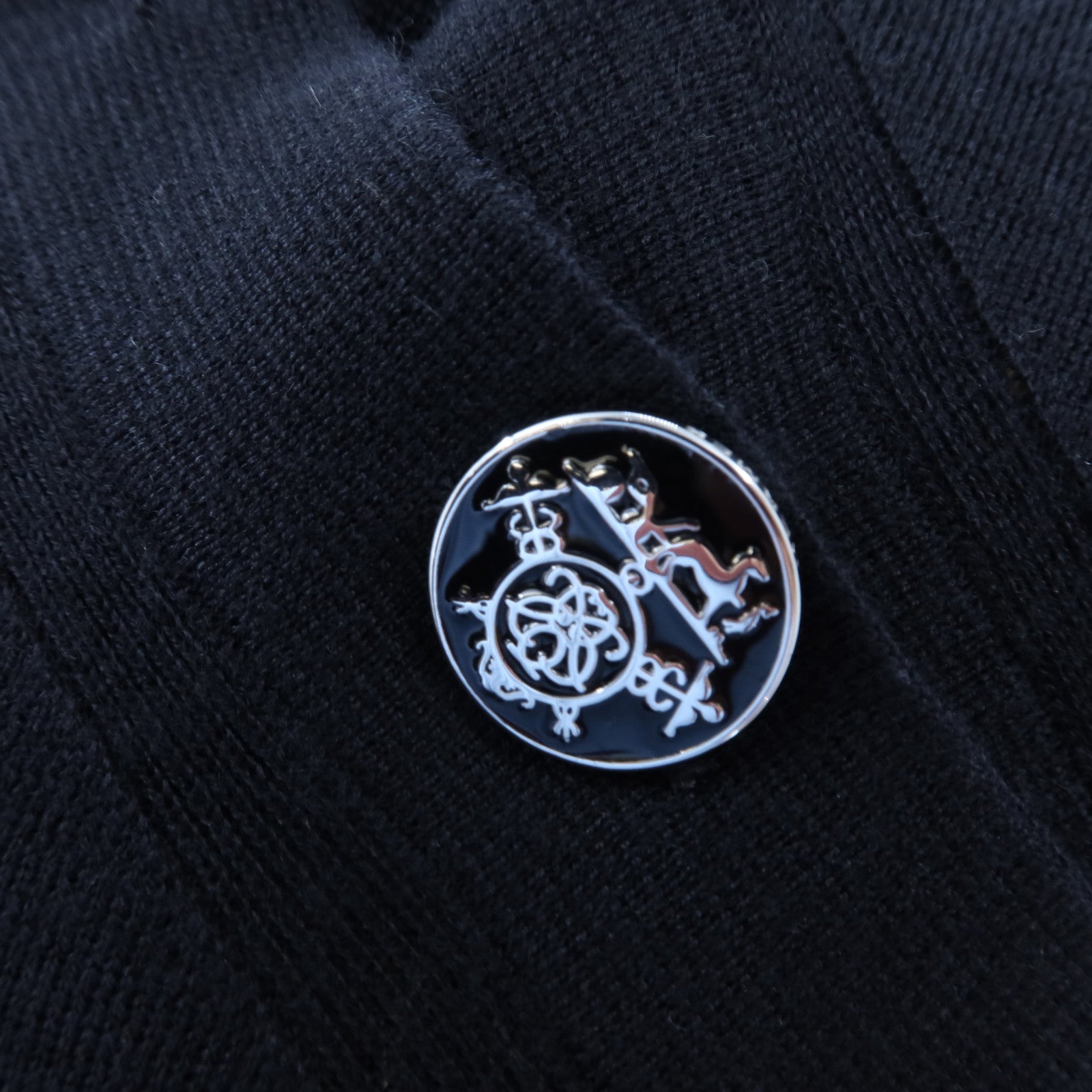 HERMES Cashmere/Silk Ex-Libris Short Sleeve Knitwear針織
