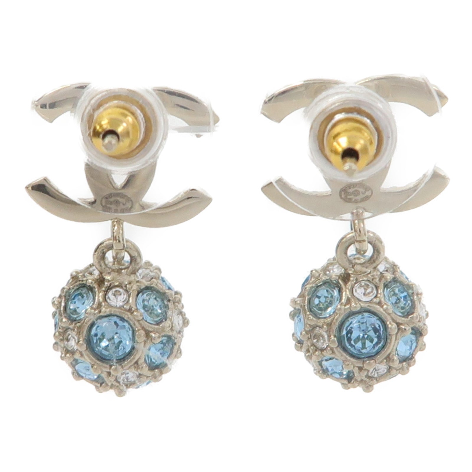 CHANEL 金屬Earrings耳環金色/藍色