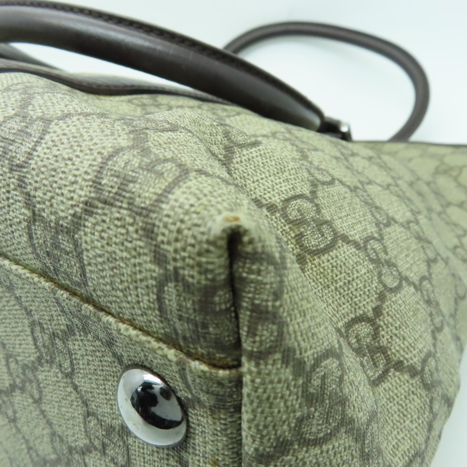 GUCCI 【激減優惠】塗層帆布Tote Bag銀扣肩背袋啡色