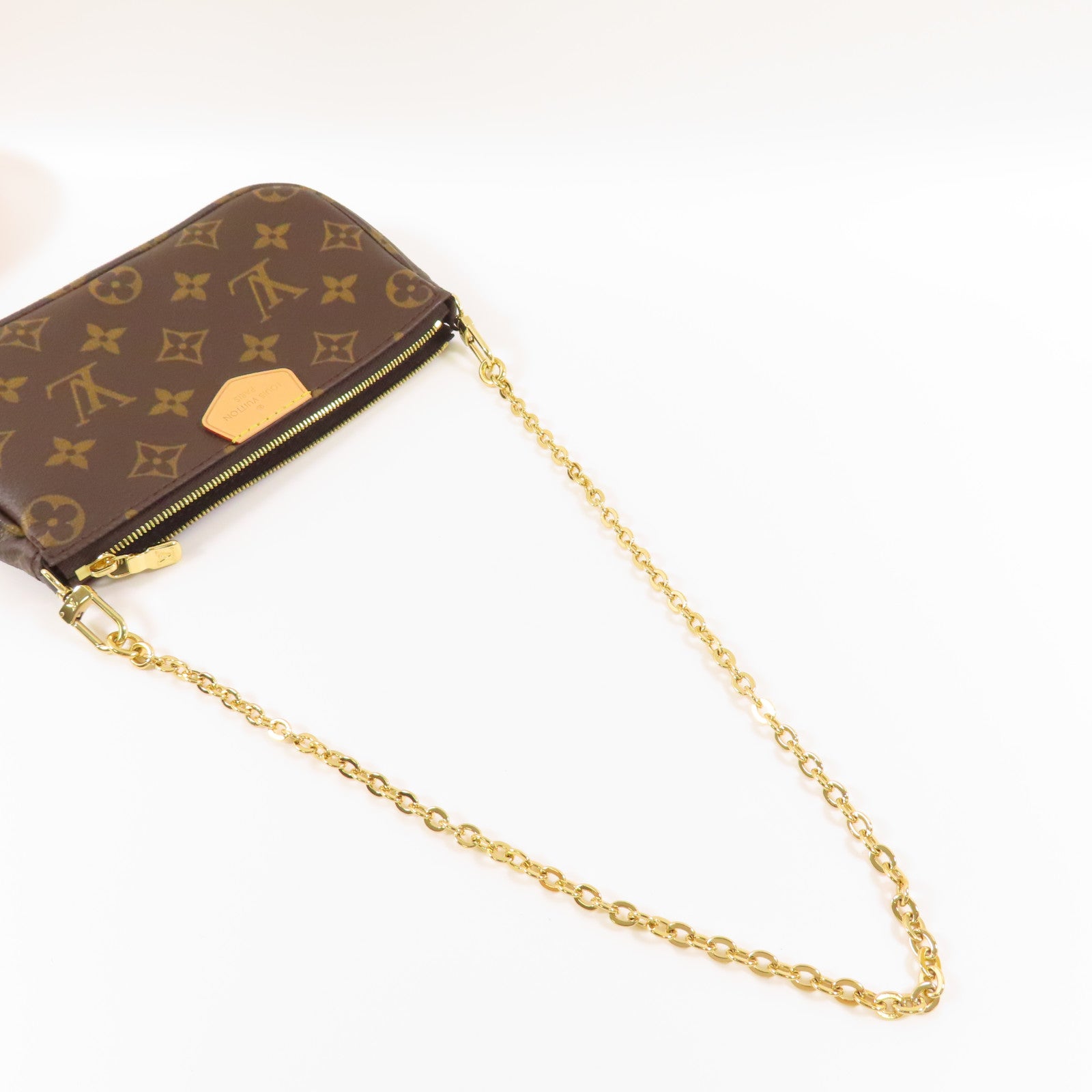 LOUIS VUITTON 【激減優惠】Monogram Multi Pochette Accessoires金扣手挽肩背兩用袋棕色