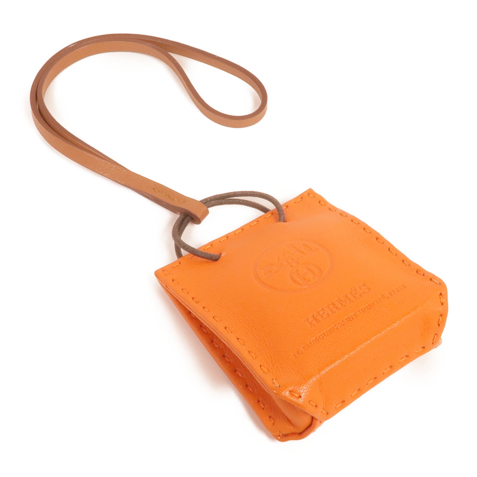 HERMES Milo/Swift皮革Sac Orange Charm掛飾