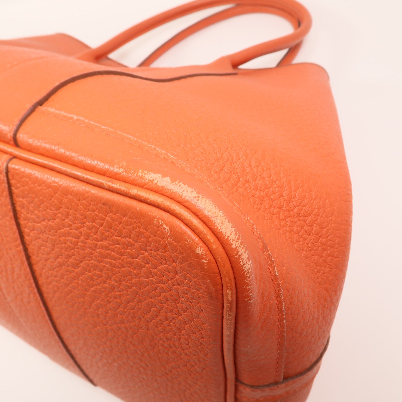 HERMES Negonda皮革Garden Party PM銀扣手挽袋Orange