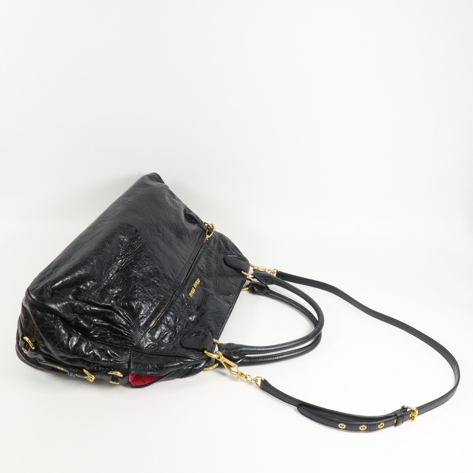 Miu Miu 牛皮皮革Vitello Lux Charm手挽肩背兩用袋