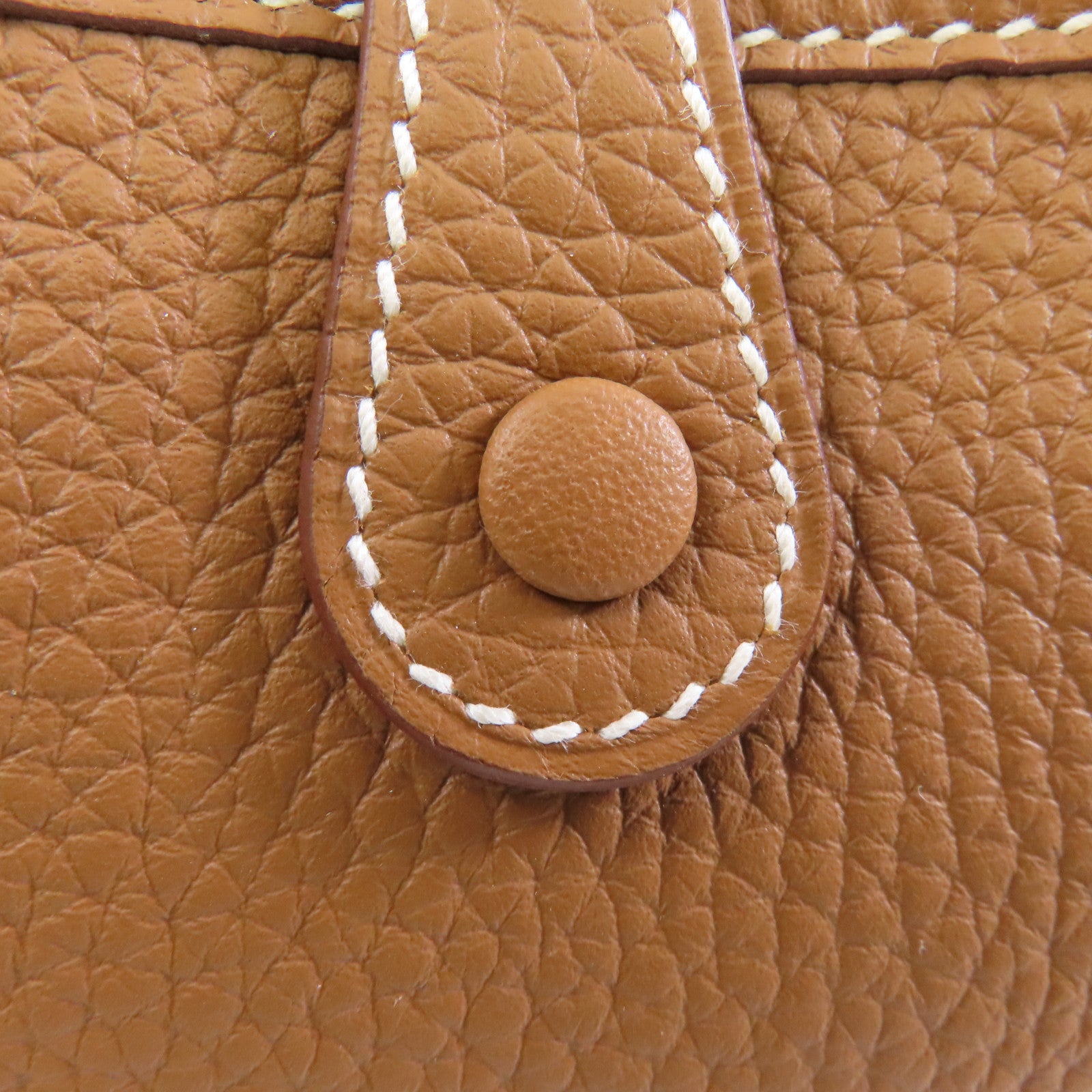 HERMES Clemence皮革Evelyne TPM金扣肩背袋Gold/棕色