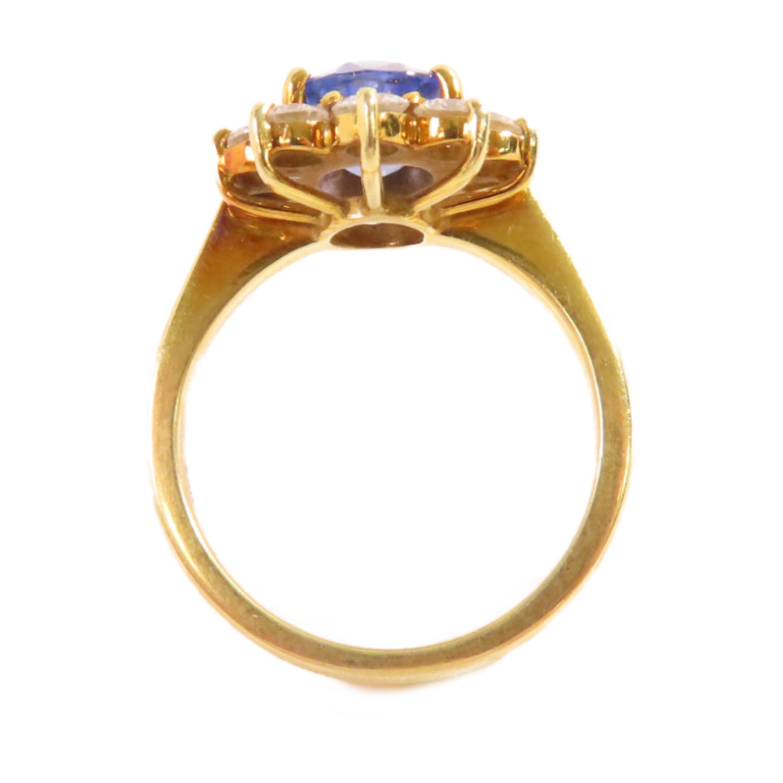 JEWELRY 18K黃金/藍寶石/鑽石Sapphire Diamond Ring戒指US#7.25