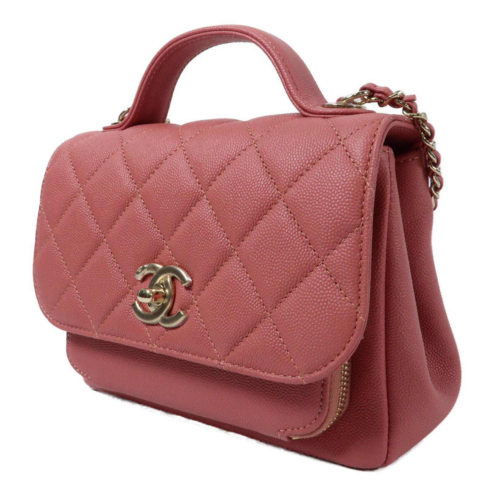 CHANEL 牛皮皮革Affinity Business Bag金扣鏈帶手挽肩背兩用袋