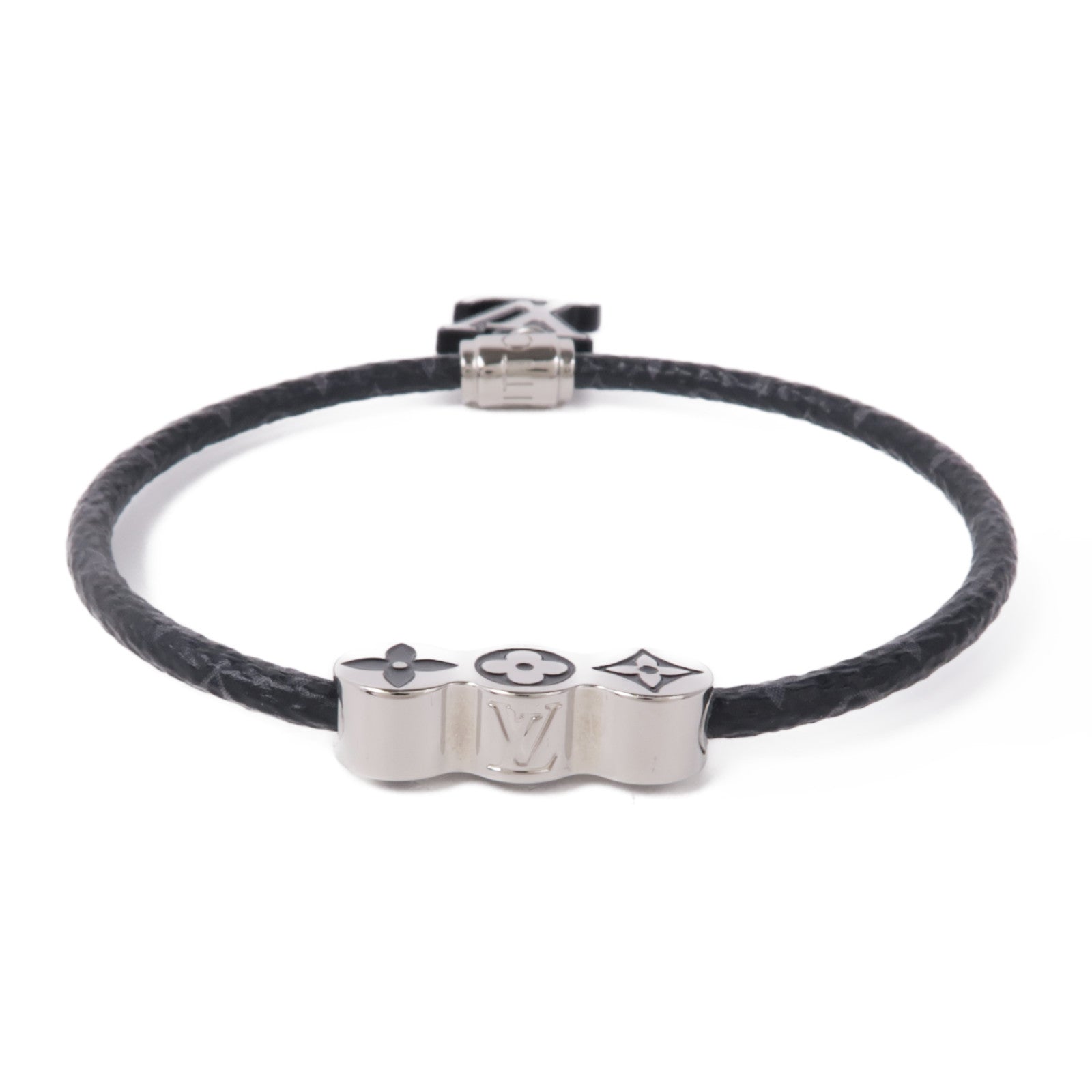 LOUIS VUITTON Monogram Eclipse Party Bracelet銀扣手鐲