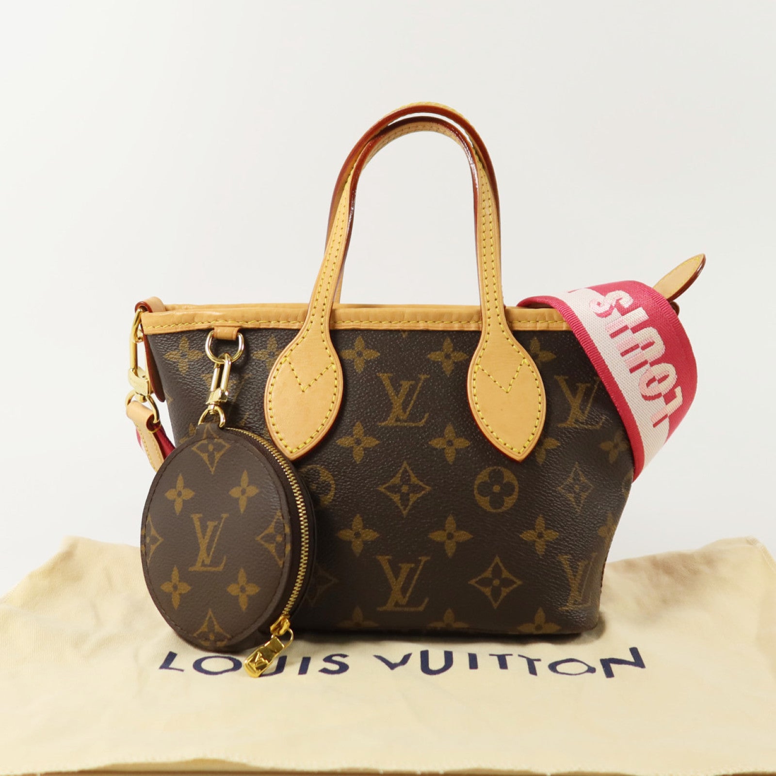 LOUIS VUITTON Monogram Neverfull BB金扣手挽肩背兩用袋