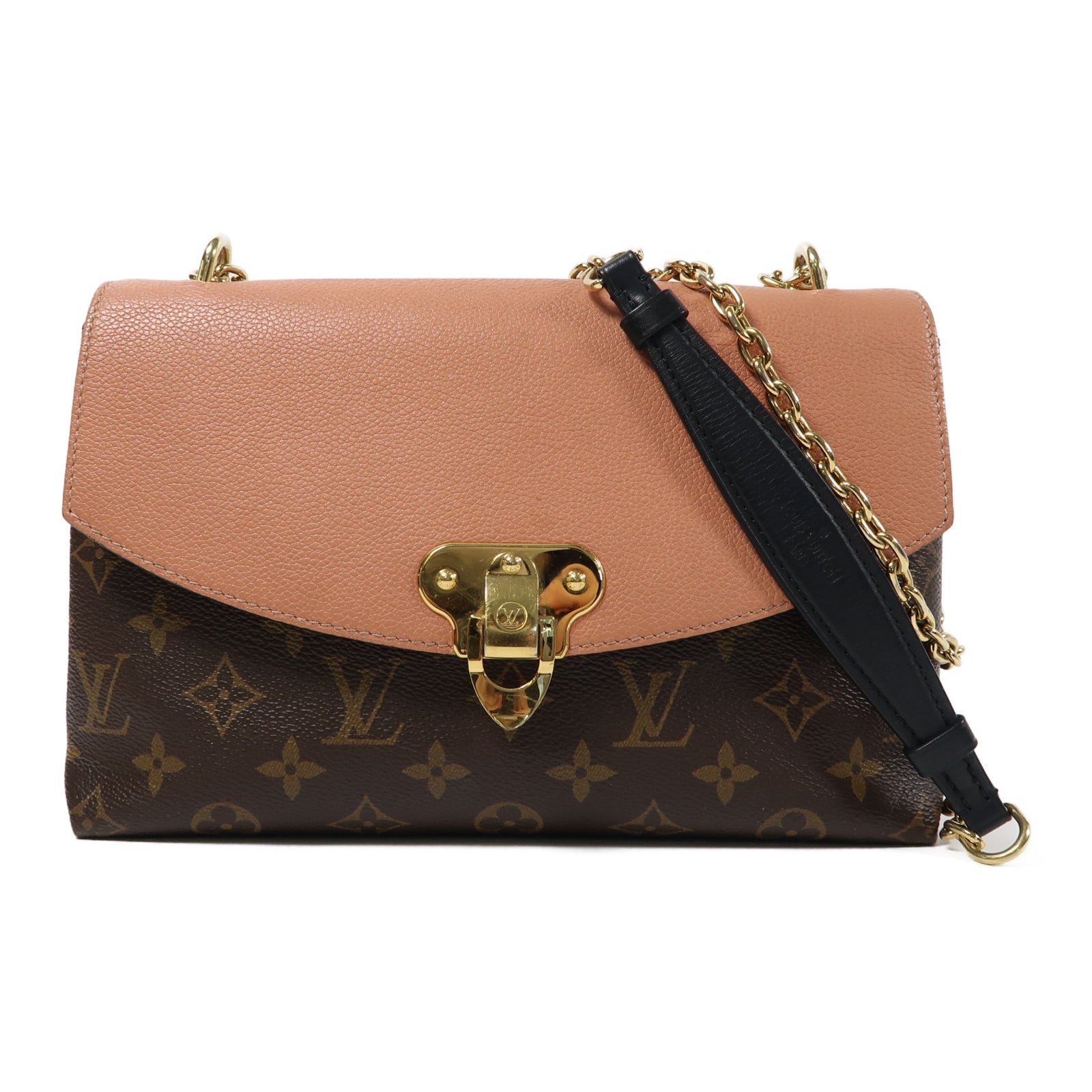 LOUIS VUITTON Monogram Saint Placide金扣鏈帶肩背袋啡色/粉紅色