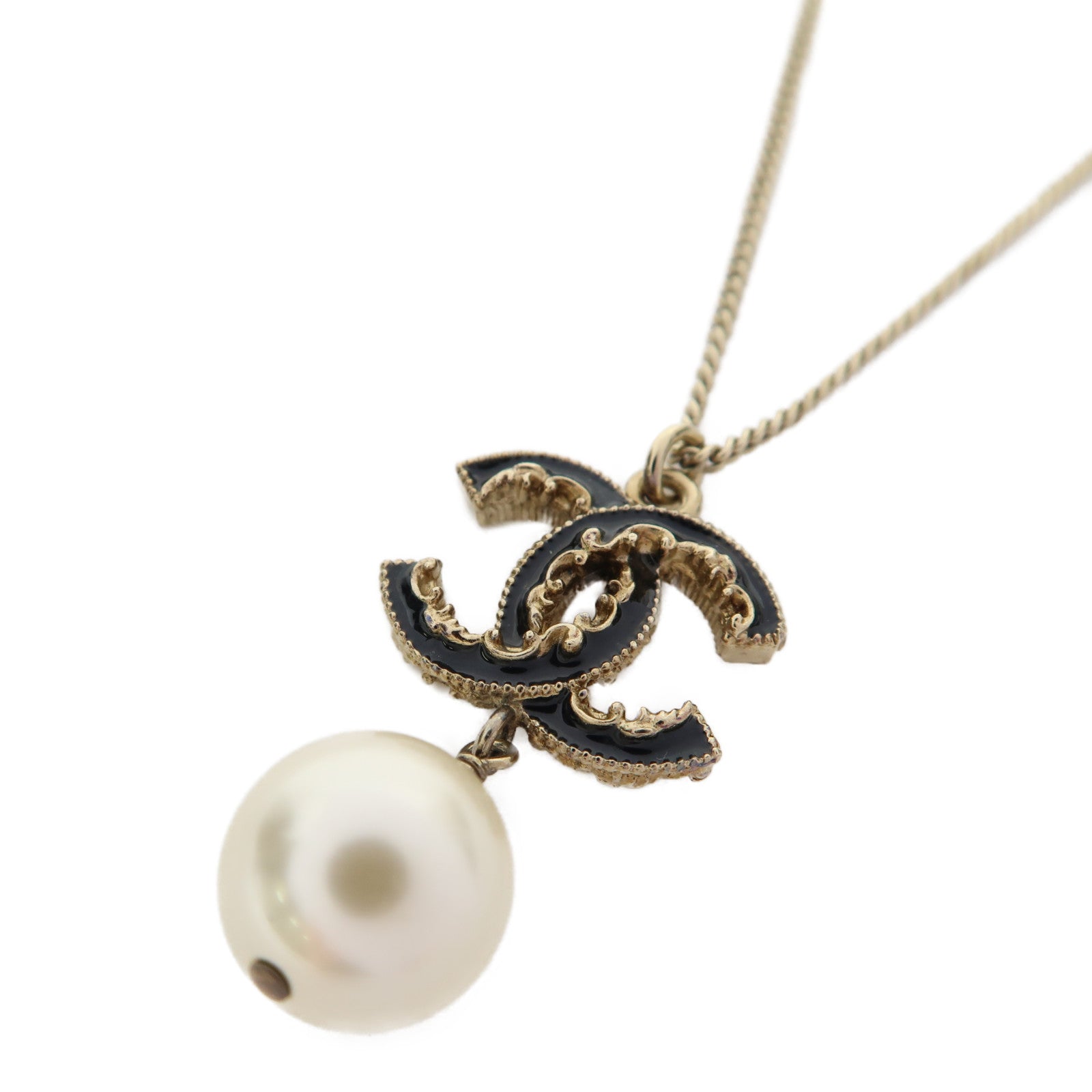 CHANEL 金屬Coco Mark Necklace項鍊黑色/金色