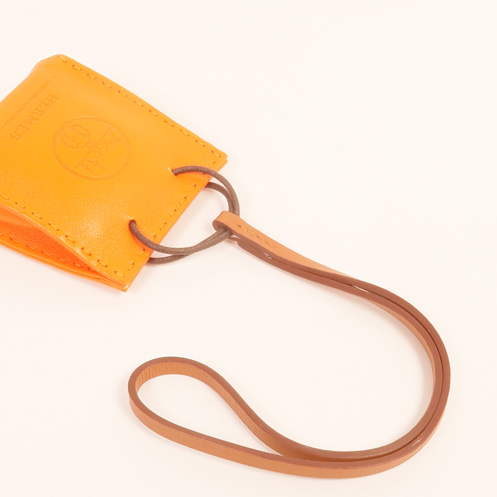 HERMES Milo/Swift皮革Sac Orange Charm掛飾