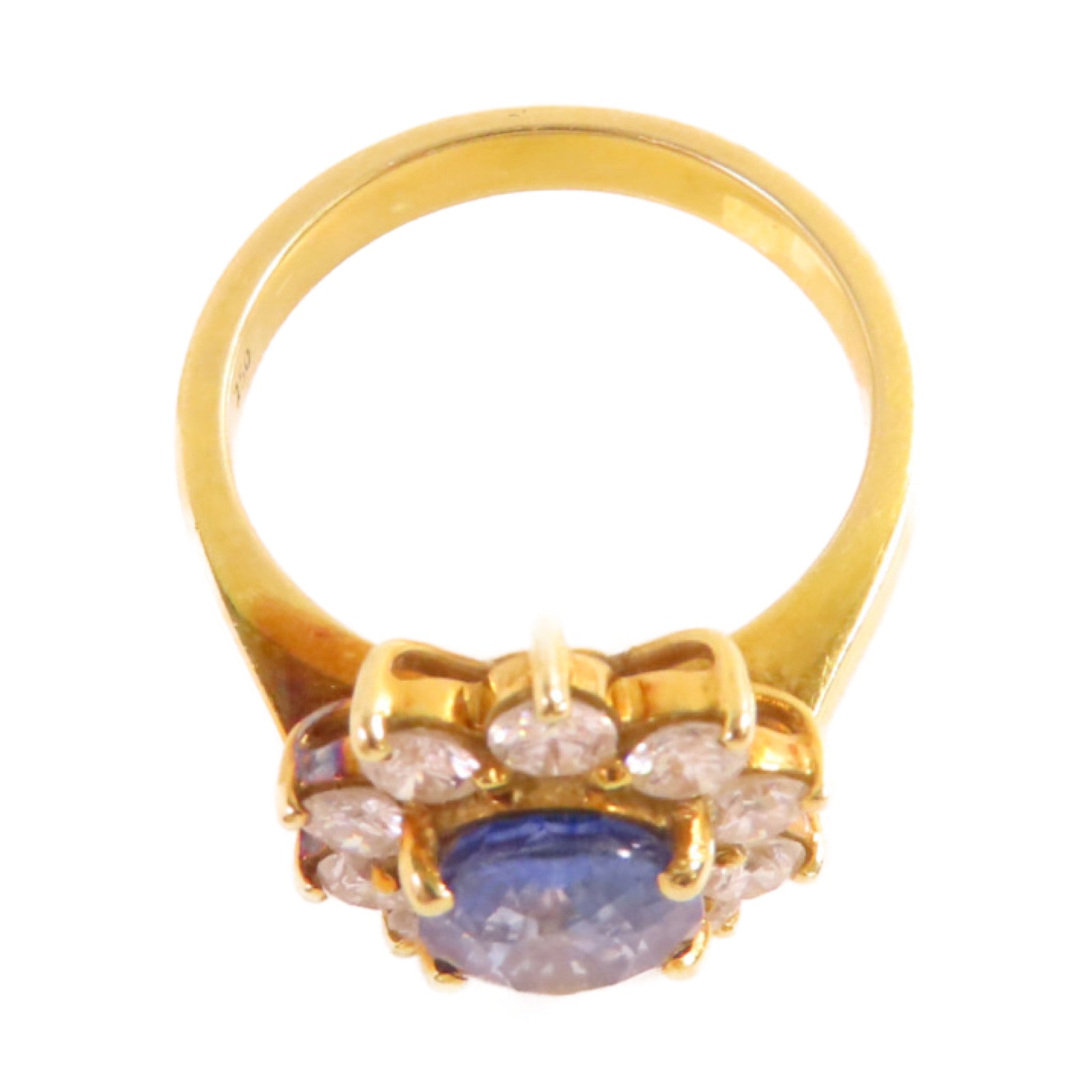 JEWELRY 18K黃金/藍寶石/鑽石Sapphire Diamond Ring戒指US#7.25