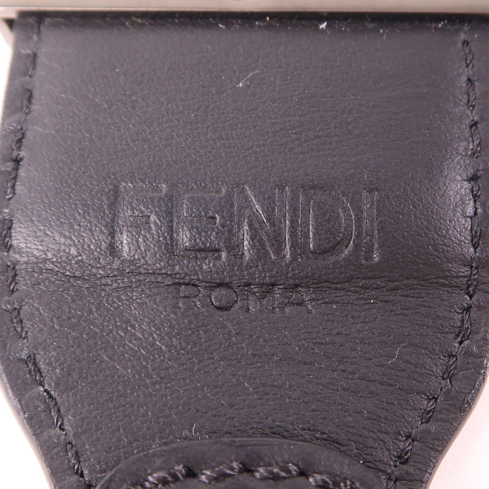 FENDI 帆布/牛皮皮革Strap銀扣肩背帶