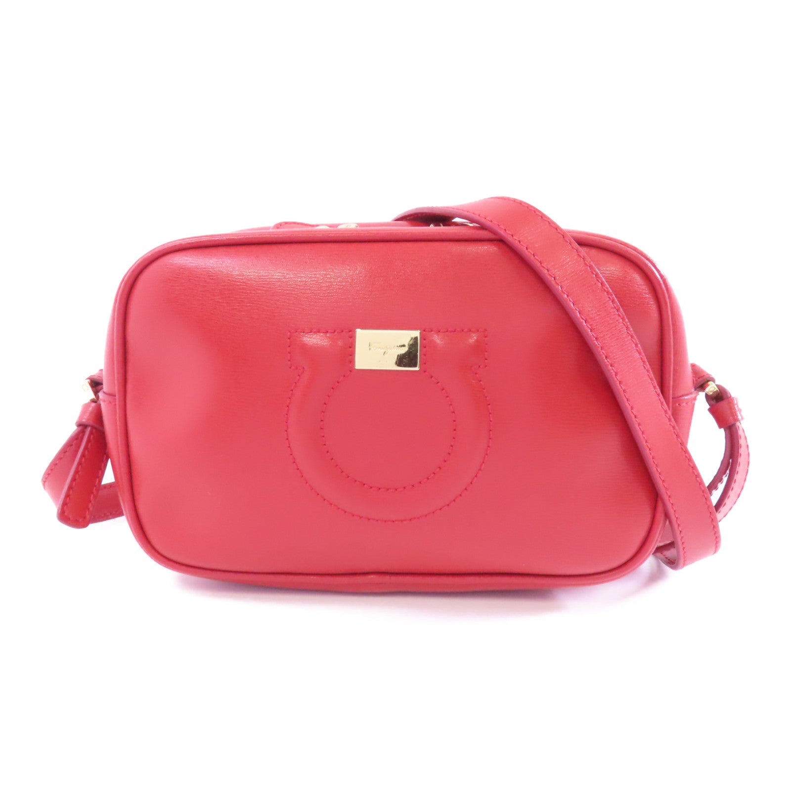 Salvatore Ferragamo 牛皮皮革Shoulder Bag金扣肩背袋紅色