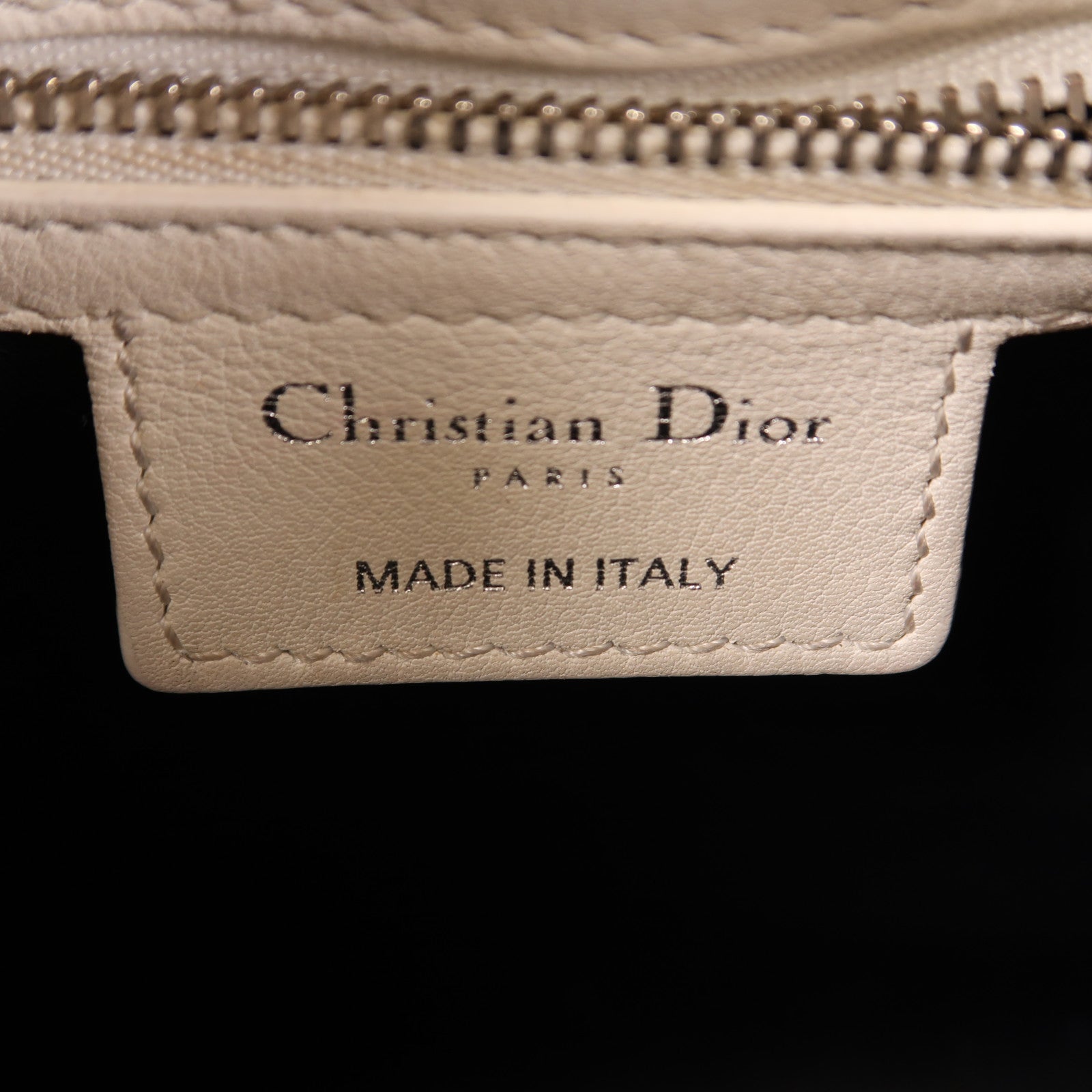 Dior 牛皮皮革Lady Dior Patch銀扣手挽肩背兩用袋白色
