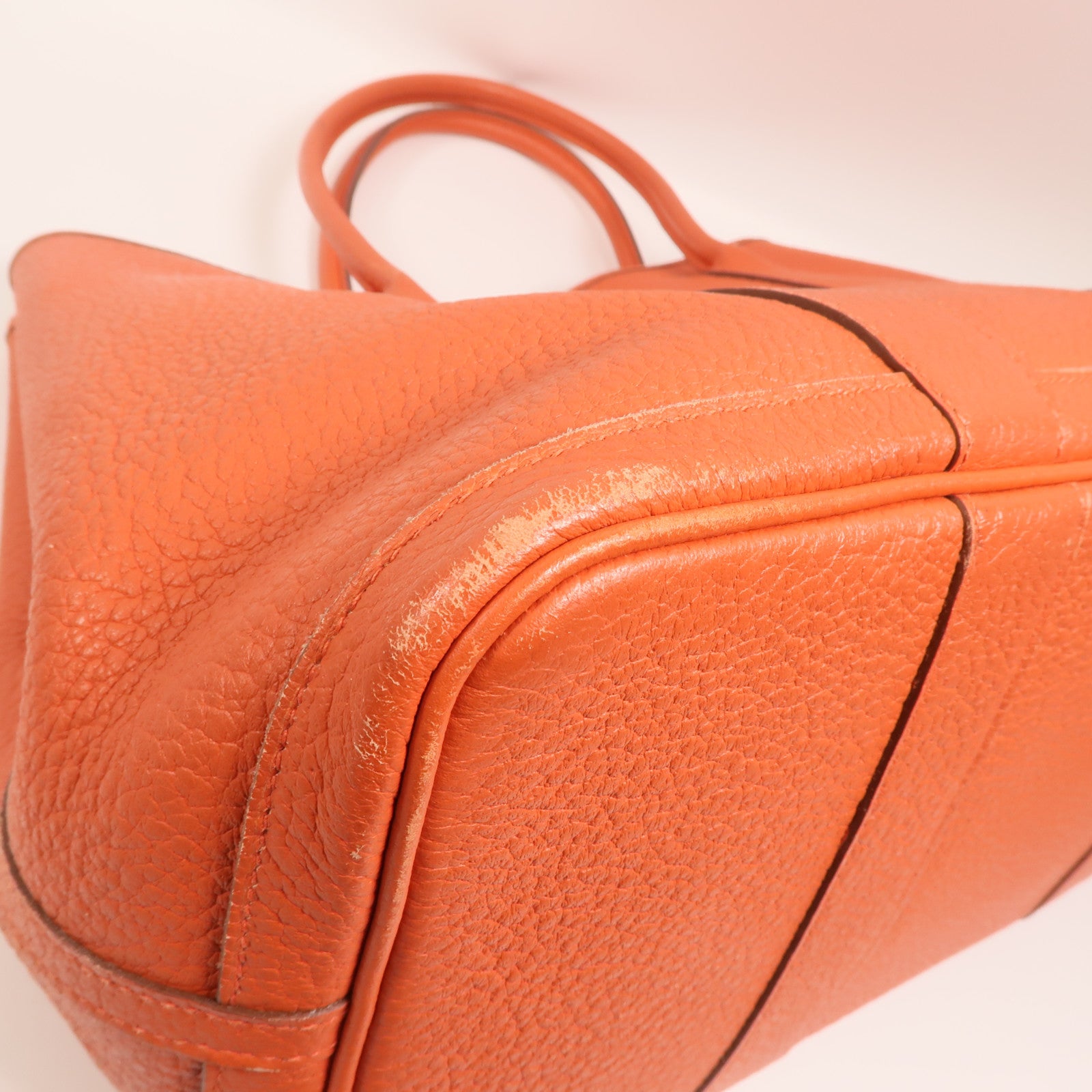 HERMES Negonda皮革Garden Party PM銀扣手挽袋Orange