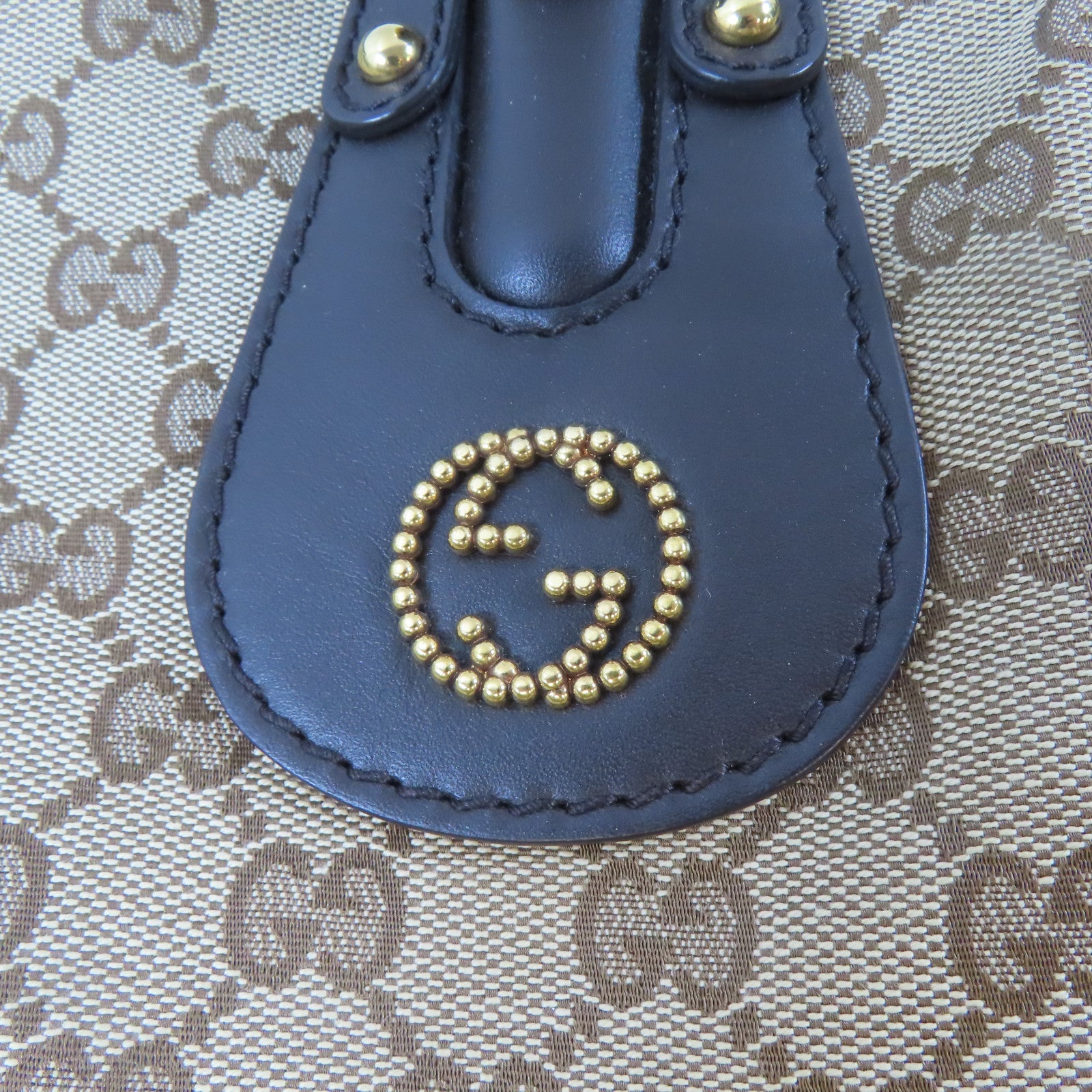 GUCCI 帆布Scarlett金扣手挽肩背兩用袋啡色