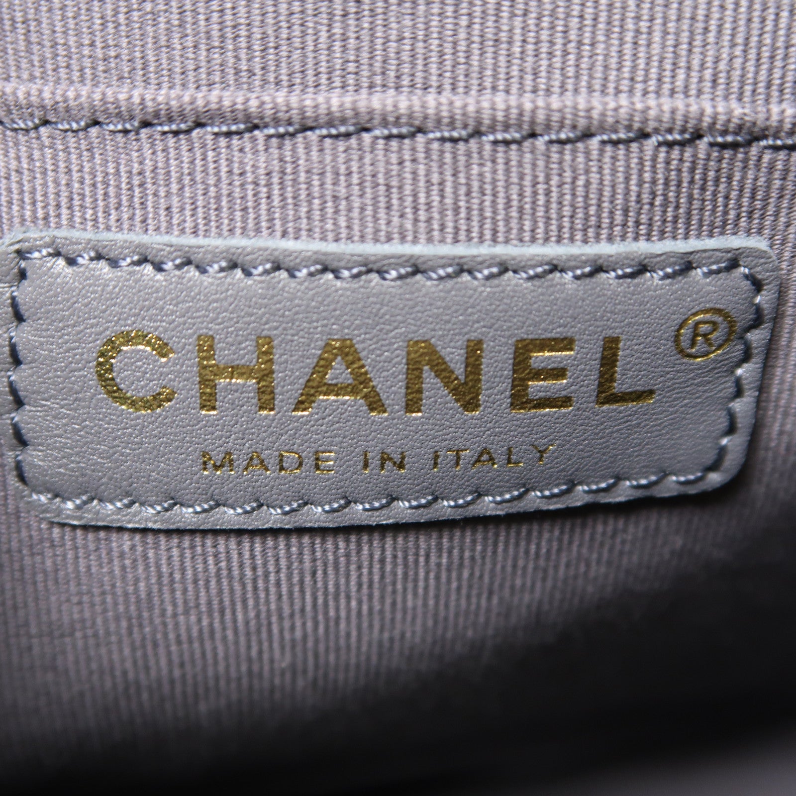 CHANEL 菱格牛皮皮革Backpack銀扣背包灰色