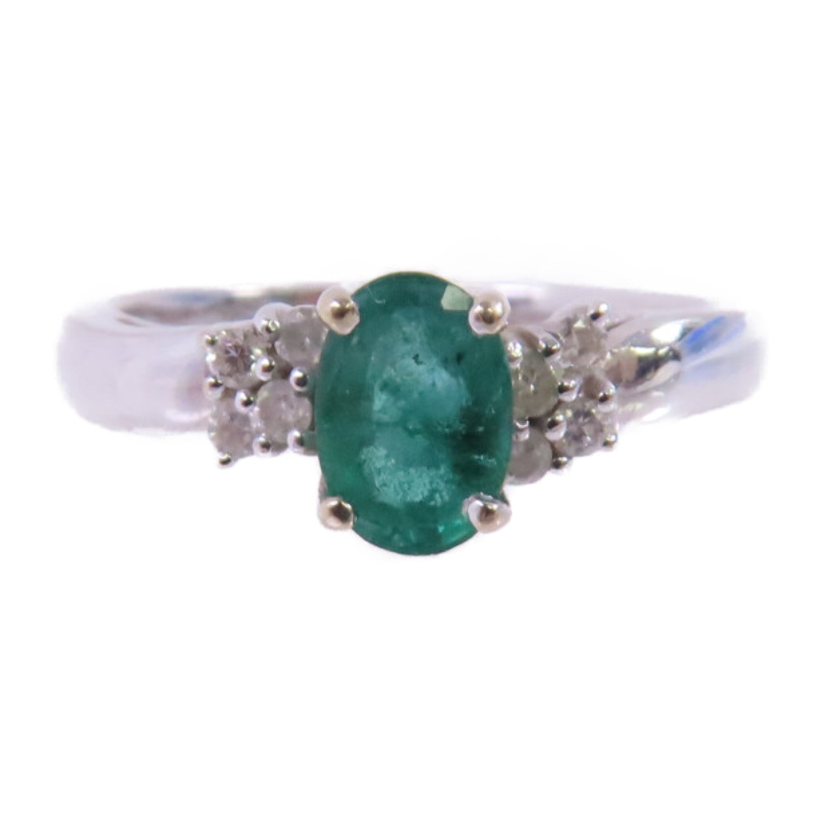 JEWELRY【激減優惠】 18K白金/0.49ct電氣石/鑽石Tourmaline/Diamond Ring戒指US#4.75