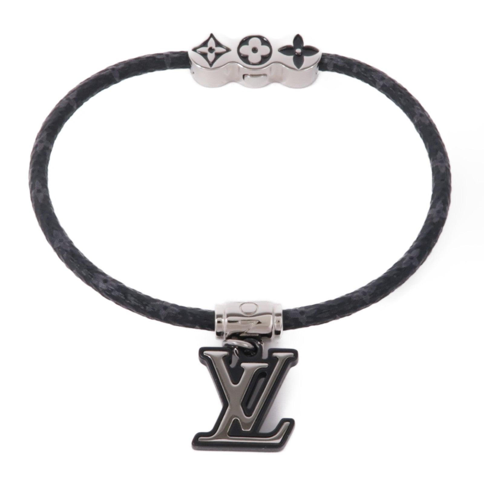 LOUIS VUITTON Monogram Eclipse Party Bracelet銀扣手鐲