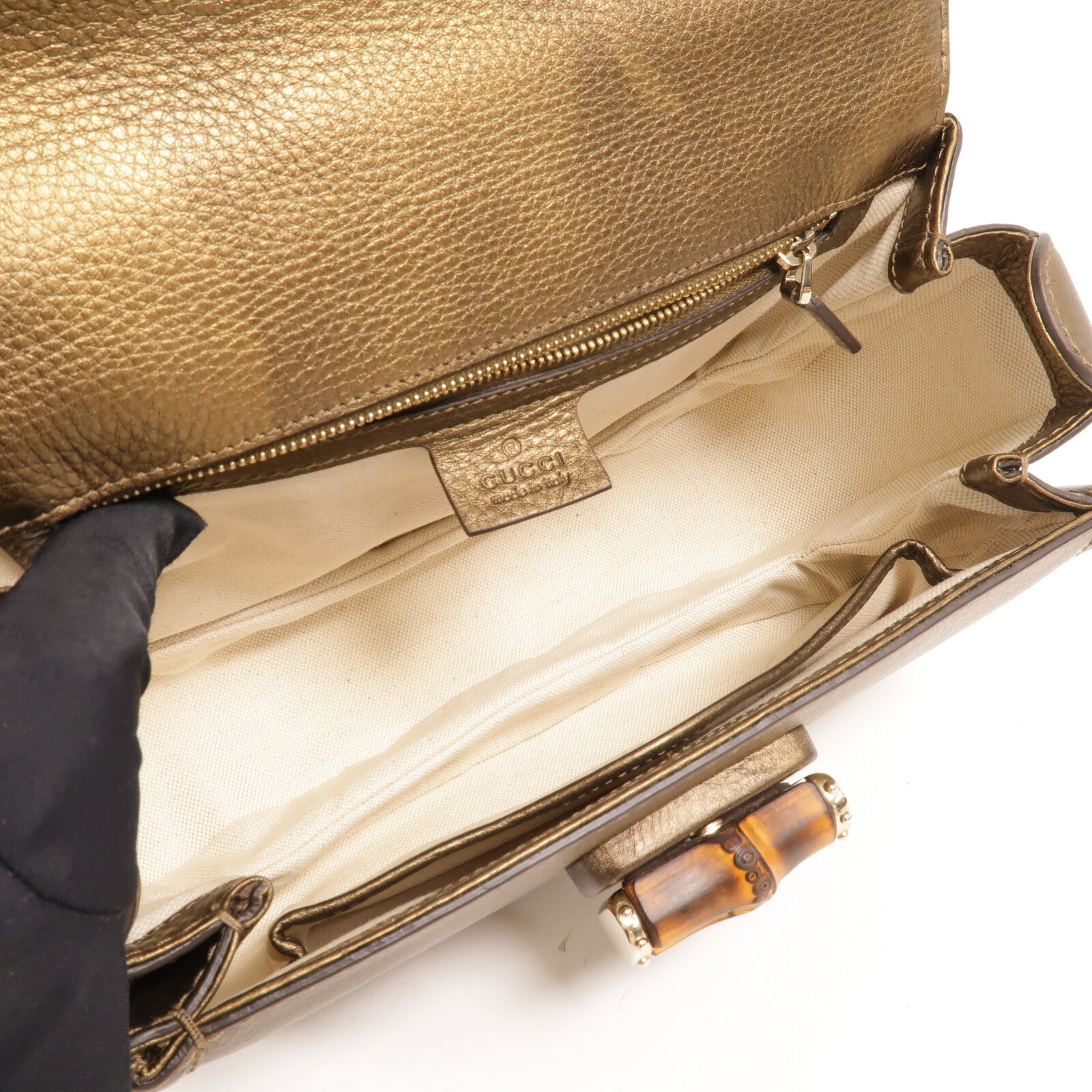 GUCCI 牛皮皮革New Bamboo With Top Handle手挽肩背兩用袋