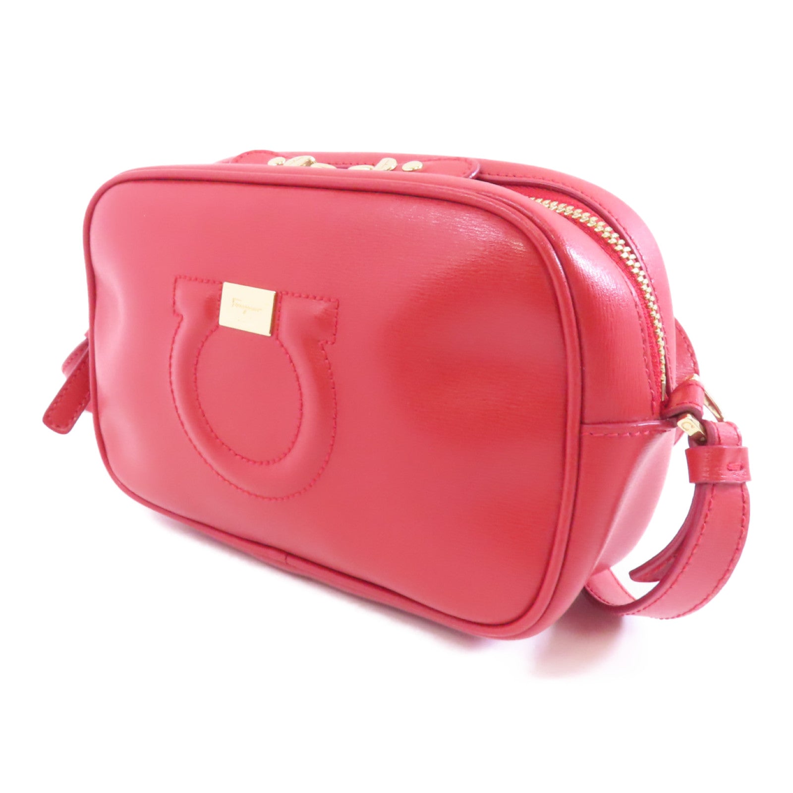 Salvatore Ferragamo 牛皮皮革Shoulder Bag金扣肩背袋紅色
