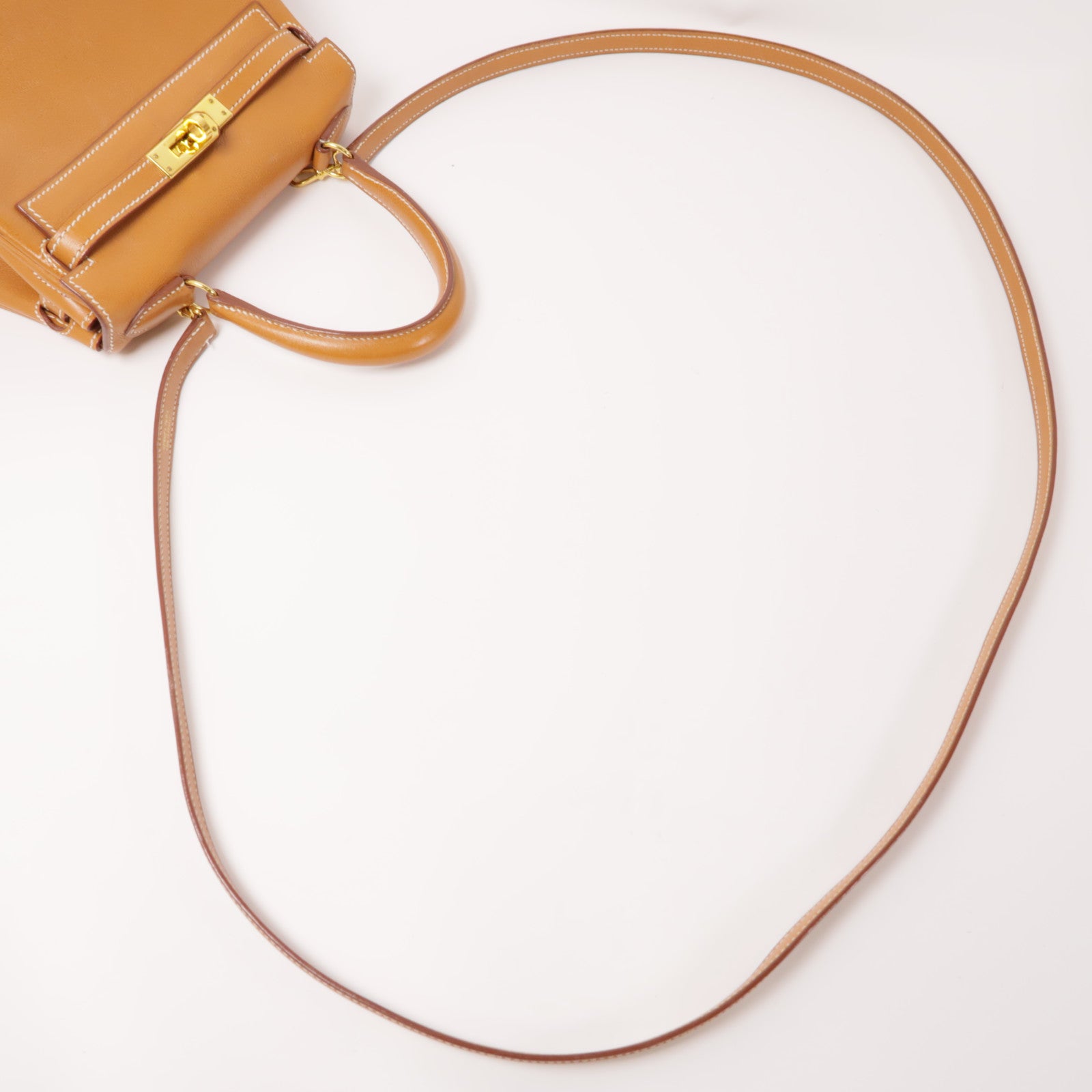 HERMES GHW Kelly Mini 2 Way Shoulder Bag Handbag Gulliver Leather Gold