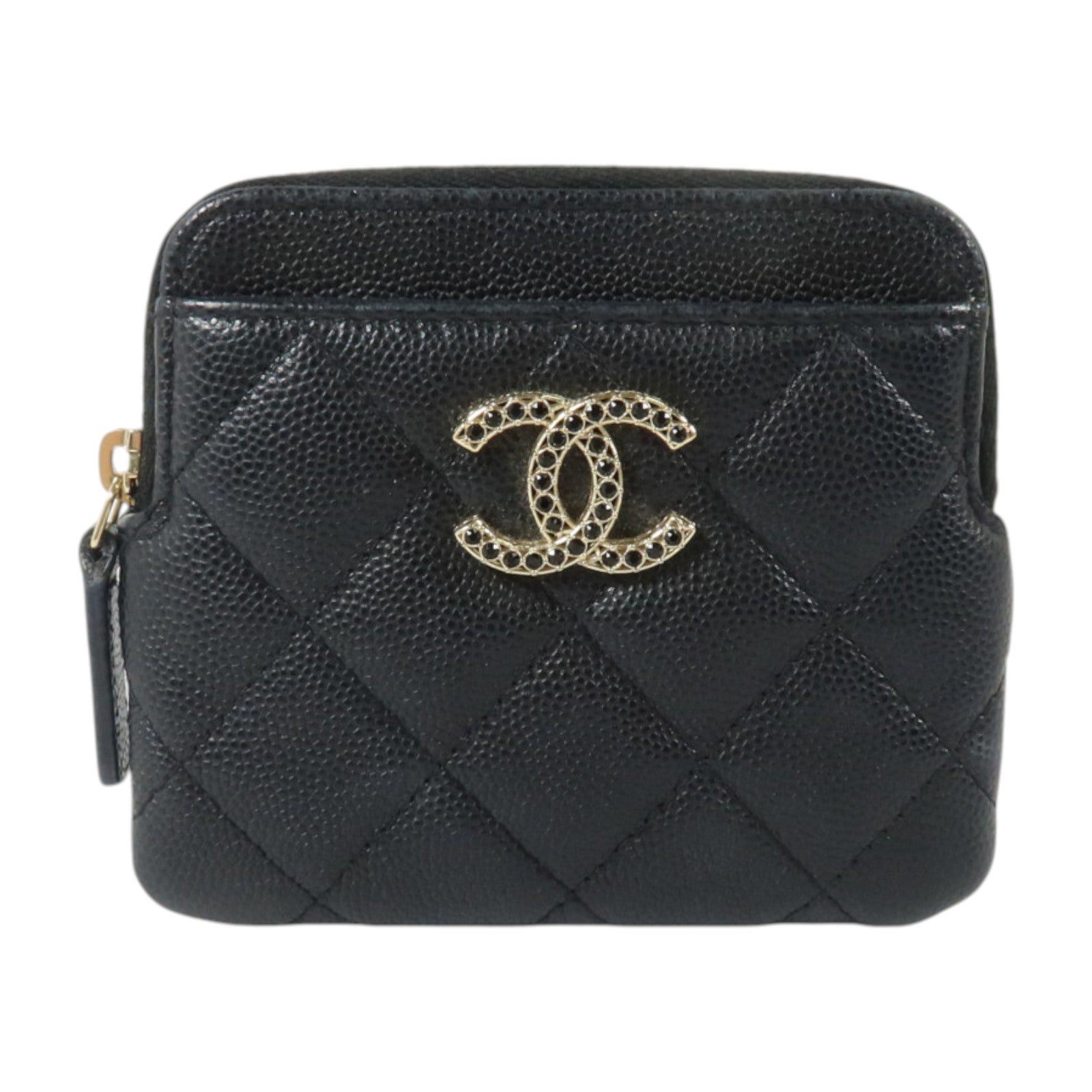 CHANEL 牛皮皮革Zipped Coin Purse金扣零錢包
