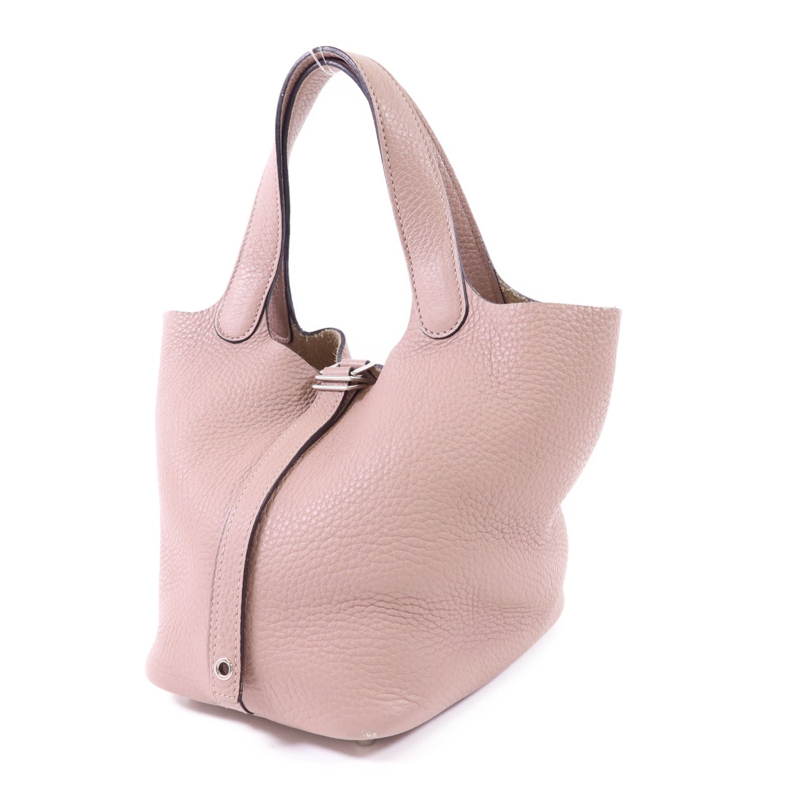 HERMES Clemence皮革Picotin PM銀扣手挽袋Glycine