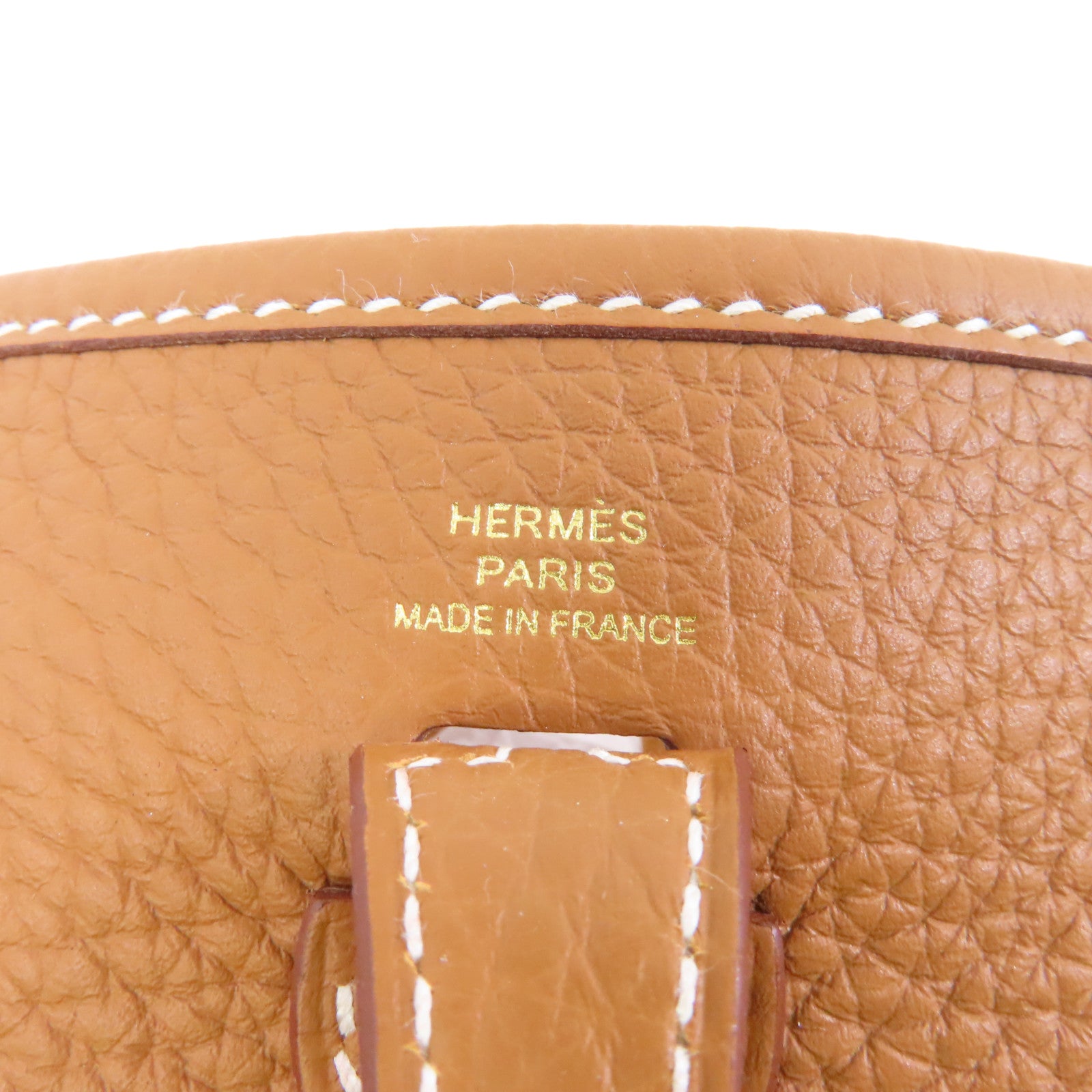 HERMES Clemence皮革Evelyne TPM金扣肩背袋Gold/棕色