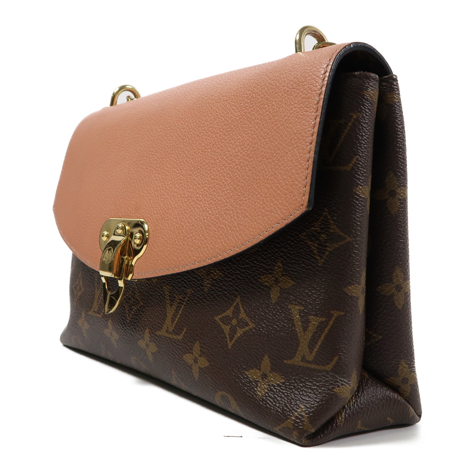 LOUIS VUITTON Monogram Saint Placide金扣鏈帶肩背袋啡色/粉紅色